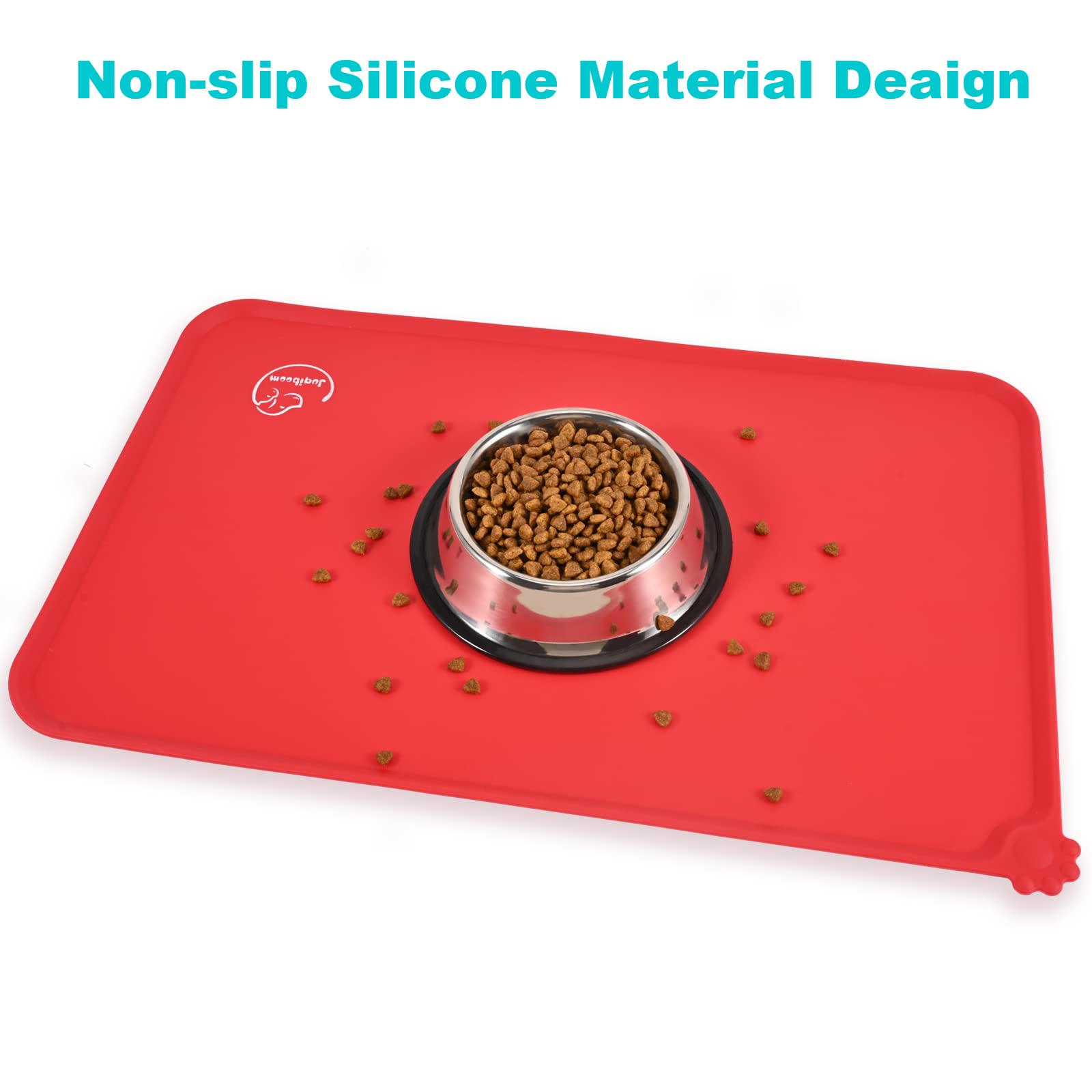 Waterproof Non-Slip Silicone Pet Feeding Mat for Dogs & Cats - Easy Clean Food Bowl Placemat (18.5