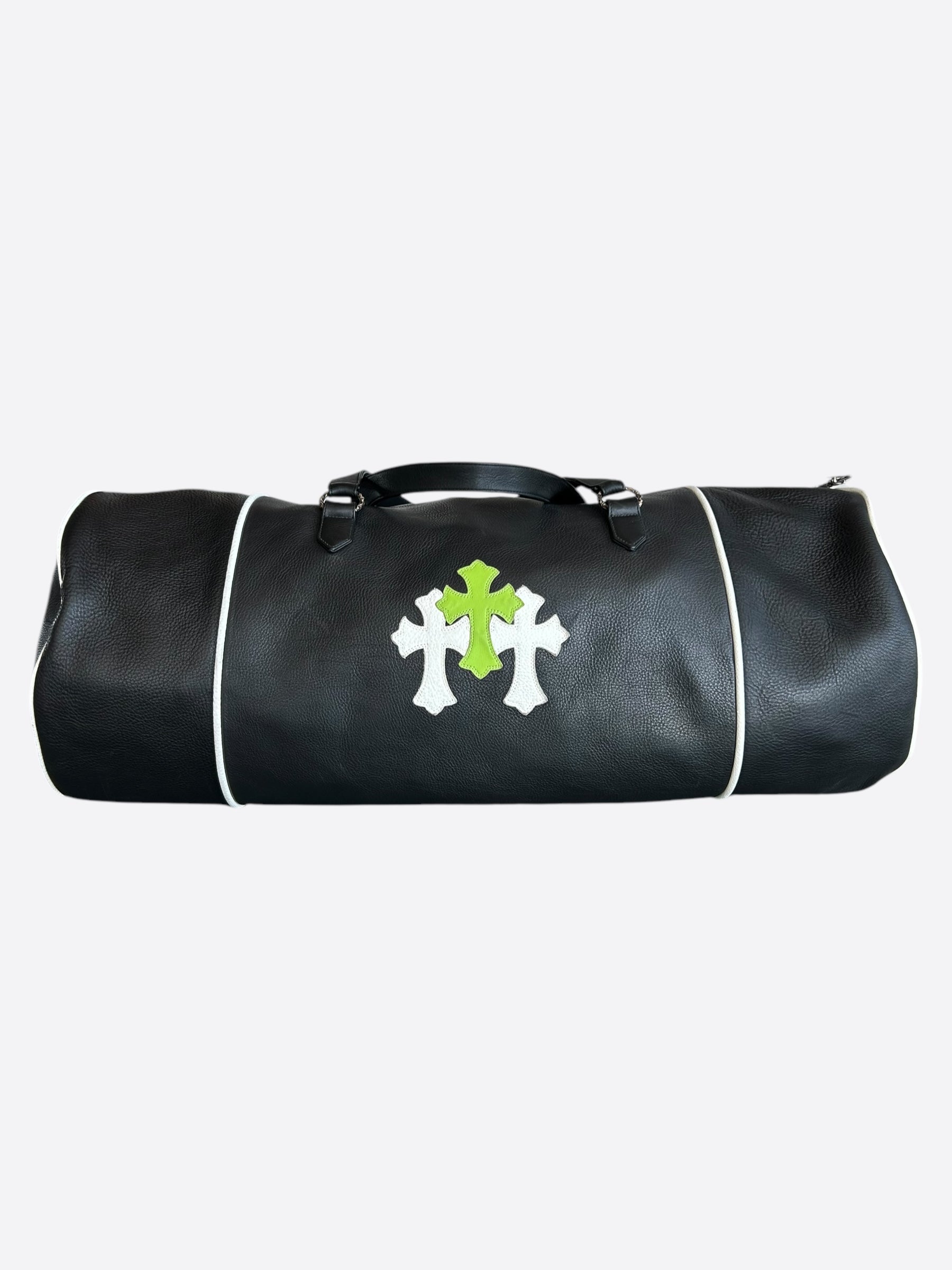 Chrome Hearts Black White & Green Triple Cross Leather Duffel Bag - Luxury Travel Bag for Men & Women - Perfect for Gym, Weekend Getaways & Business Trips
