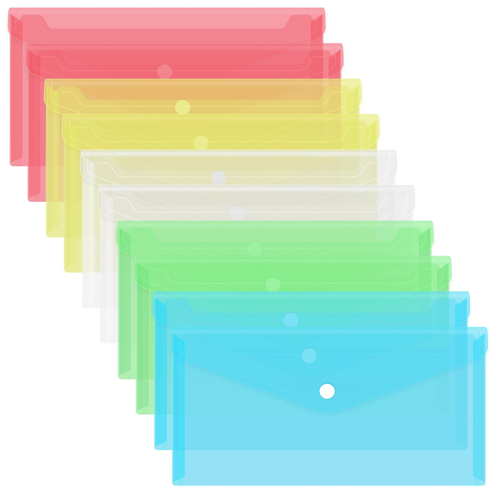 10-Pack Clear Plastic Envelopes with Button Closure - A6 Size (9.96
