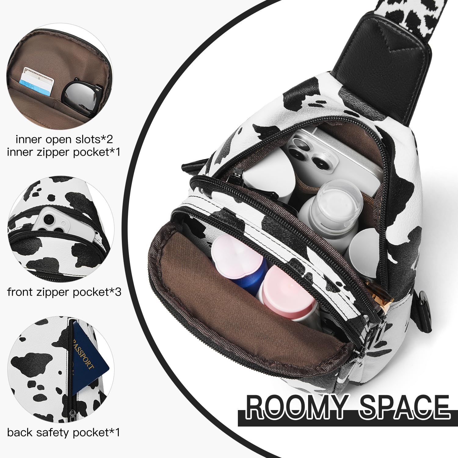 7L Vegan Leather Crossbody Sling Bag for Women & Men - Anti-Theft Fanny Pack, Shoulder Bag & Travel Backpack - Perfect for Gym, Hiking, Commuting & Daily Use