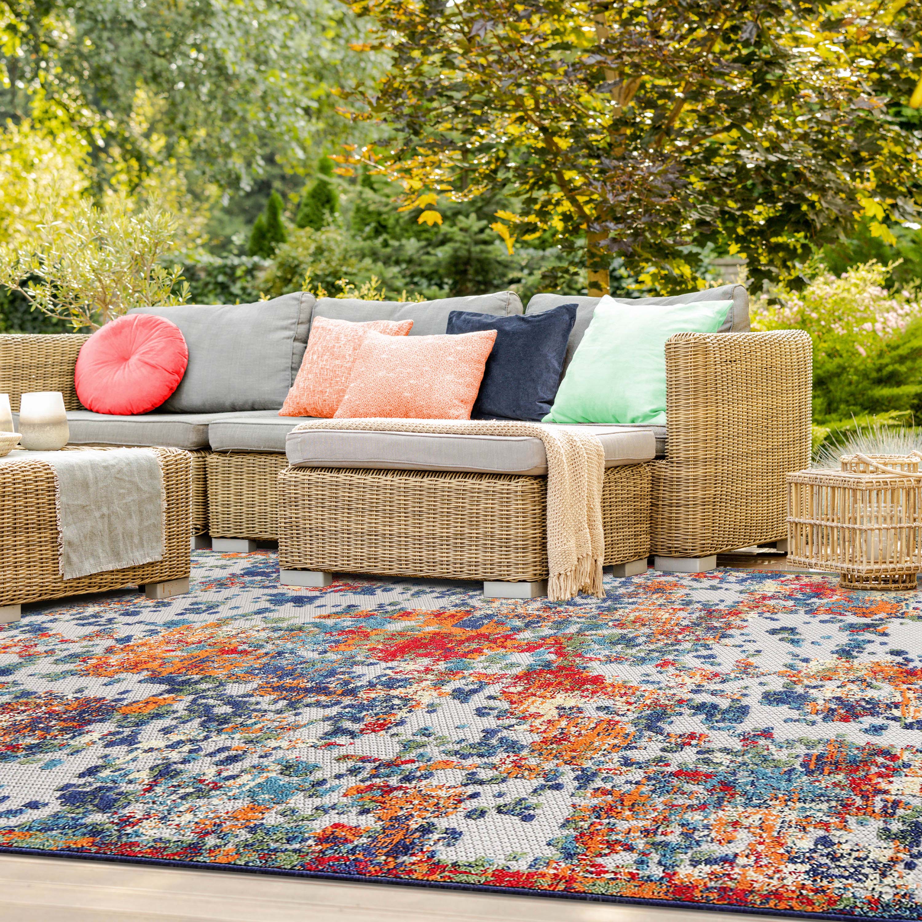 Kalina Modern Abstract Splatter Indoor Outdoor Area Rug Runner - Non-Slip Washable Floor Mat for Living Room Bedroom Patio Decor