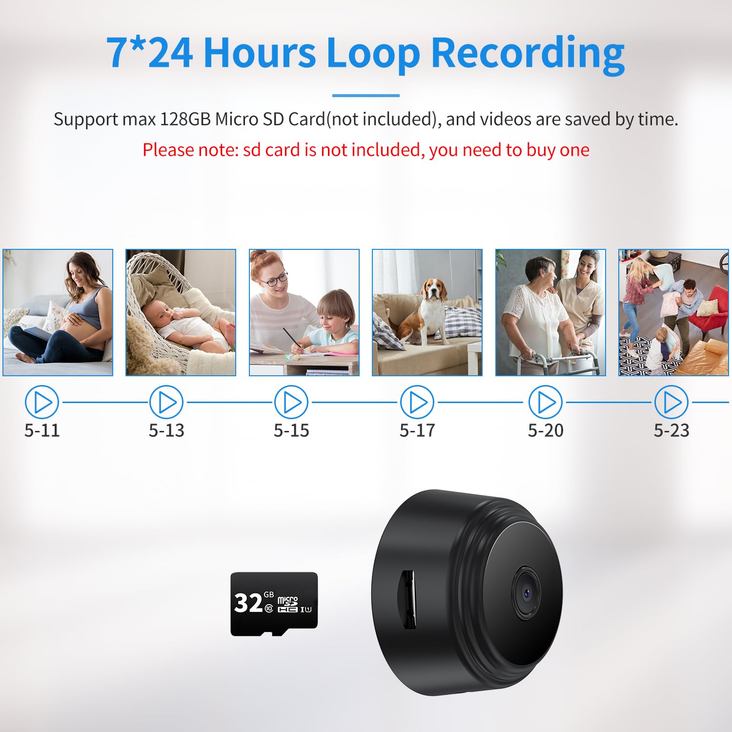 Mini Spy Camera WiFi Hidden - 1080P HD Secret Camera with Night Vision, Motion Detection & Loop Recording - Tiny Nanny Cam for Home Security, Baby Monitor, Pet Camera (Indoor/Outdoor Use)
