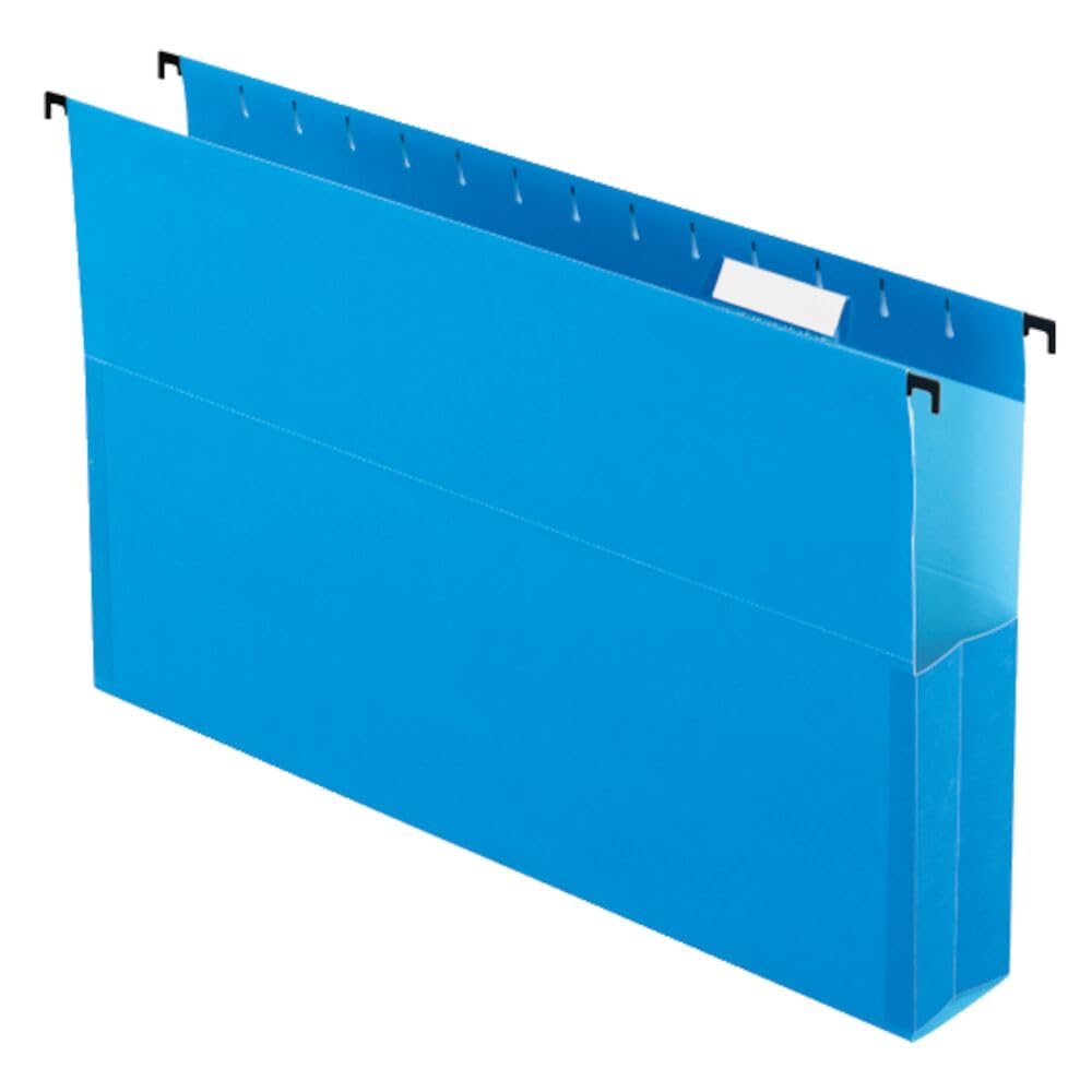 Pendaflex SureHook Reinforced Hanging File Box - 2 Inch Legal Size, Blue, 1/5 Cut - 25 per Box (59302EE) - Perfect for Office Document Organization & Filing Cabinets