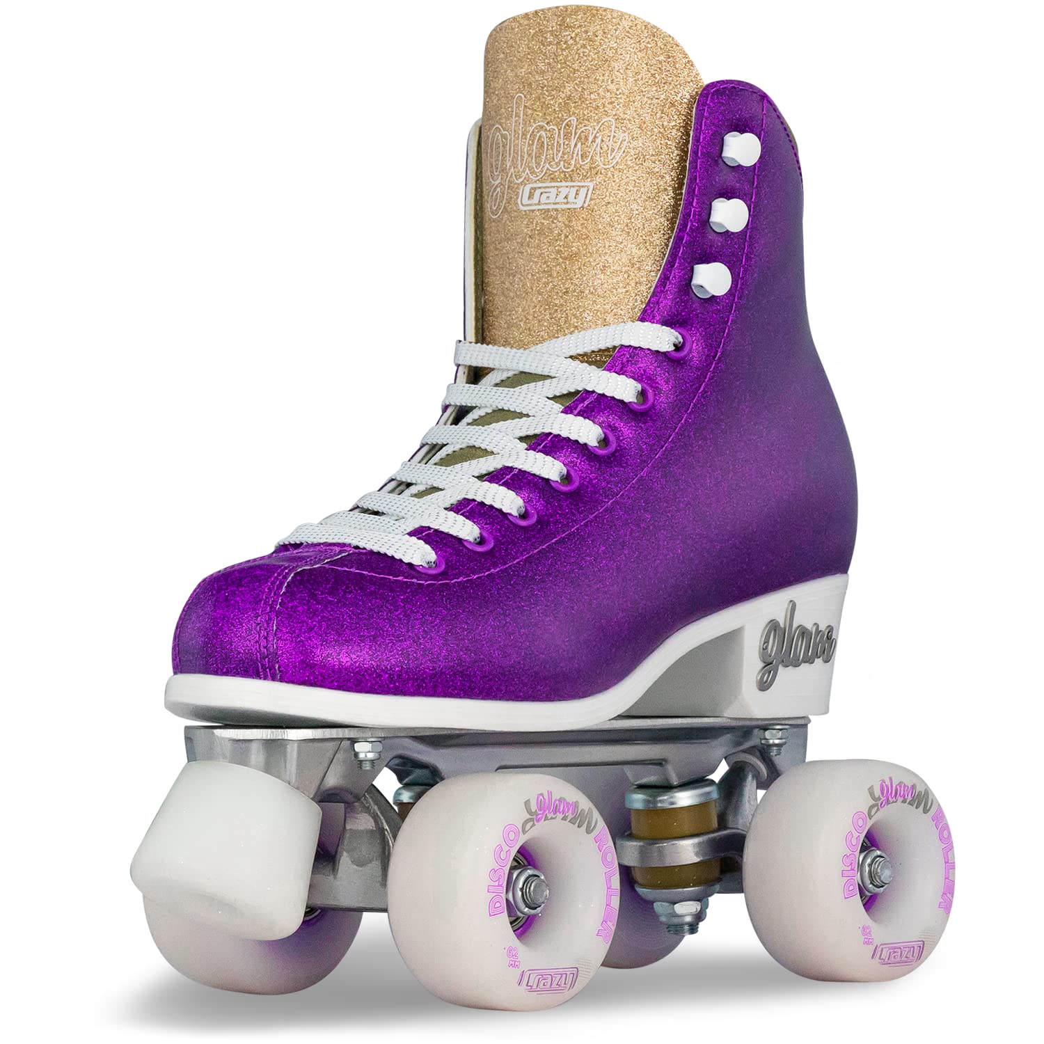 Crazy Skates Glam Roller Skates for Women & Girls - Adjustable or Fixed Sizes with Glitter Sparkle Design | Outdoor & Indoor Quad Skates for Rink, Park, Fitness & Fun