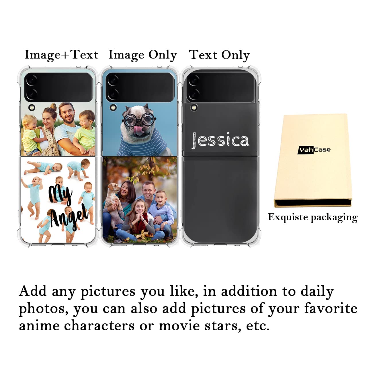 Custom Samsung Galaxy Z Flip 3 Phone Case - Personalized Photo/Text/Name - Anti-Scratch Shock-Resistant Hard Protective Clear TPU Cover | Perfect for Everyday Protection & Unique Gifts for Birthday/Anniversary