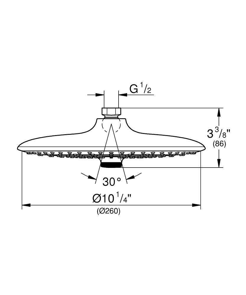 Grohe 26457EN0 Euphoria 260 Shower Head with 3 Spray Patterns - 2.5 GPM Water Saving - Brushed Nickel InfinityFinish - Perfect for Spa-Like Bathroom Experience & Modern Home Upgrade
