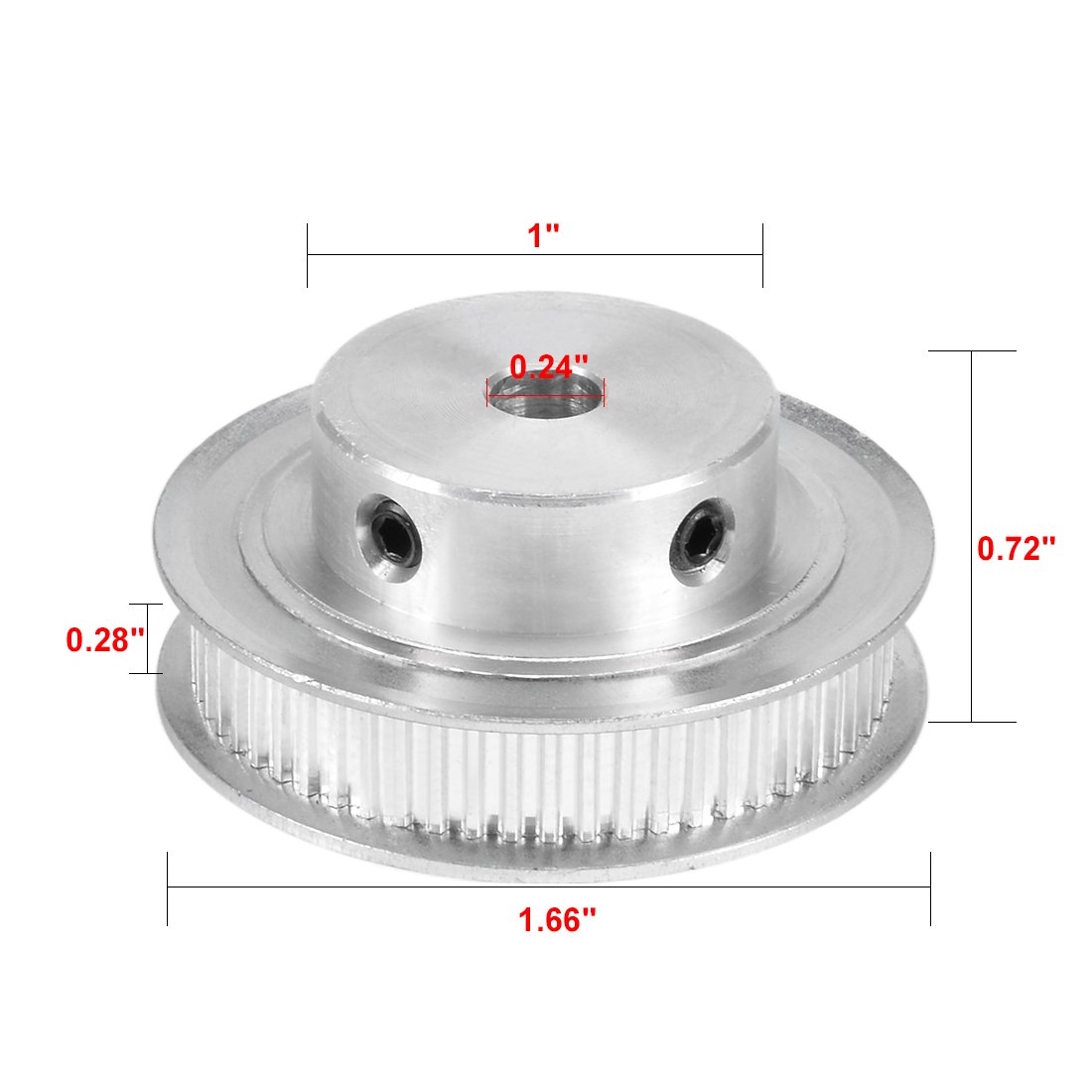 uxcell Aluminum 60 Teeth 6mm Bore 2.032mm Pitch Timing Belt Pulley for 6mm Belt - High Precision Power Transmission Component for 3D Printers, CNC Machines, and Industrial Automation Equipment