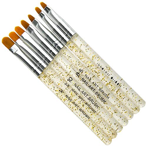 7-Piece Nail Art Brush Set - Acrylic & UV Gel Nail Polish Painting Drawing Brushes Kit (Silver) - Professional Manicure Tools for Salon, Home DIY & Nail Art Enthusiasts