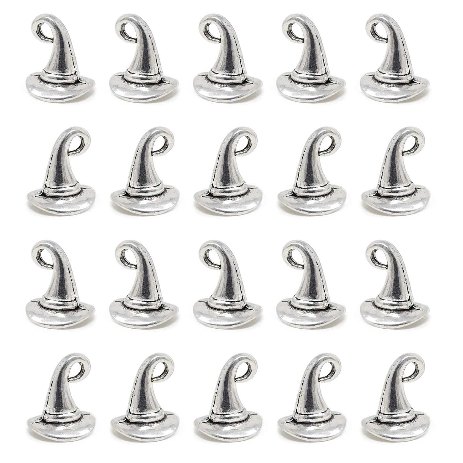 Honbay 30PCS Alloy Witch Hat Charms - Wizard Hat Pendants for DIY Jewelry Making (Earrings, Bracelets, Necklaces) - Perfect for Halloween, Christmas Crafts & Gothic Accessories