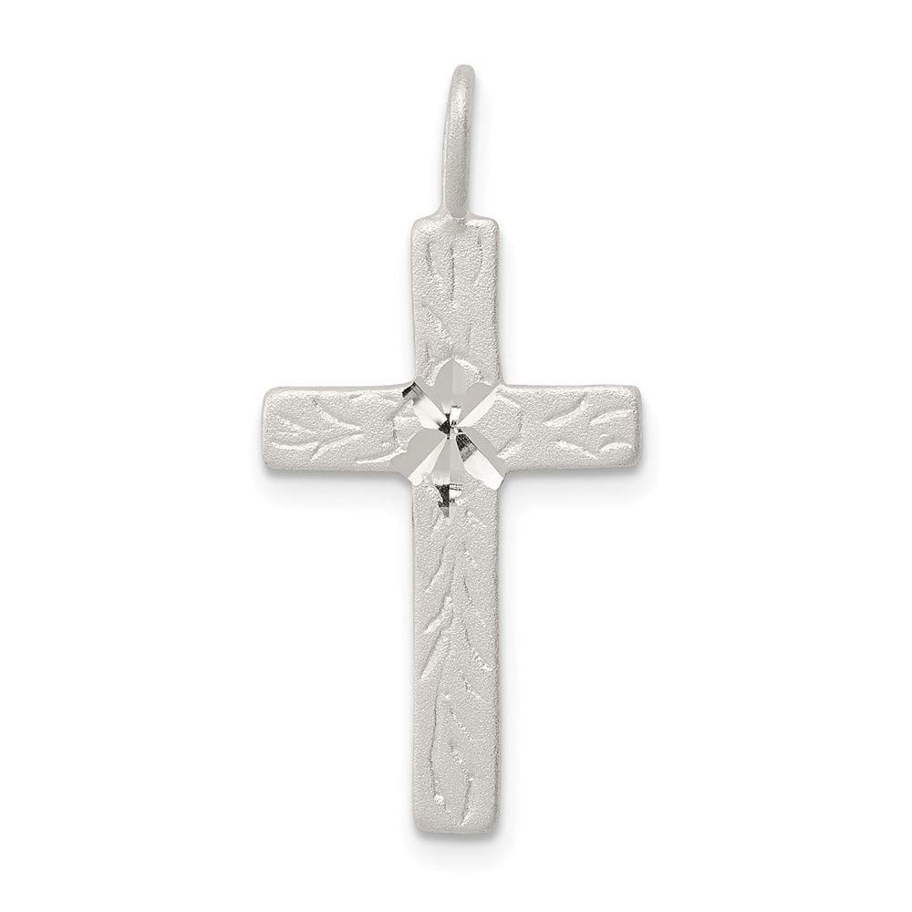 Roy Rose Jewelry Sterling Silver Diamond-Cut Cross Pendant Necklace for Women - Perfect for Gifts, Weddings & Everyday Elegance
