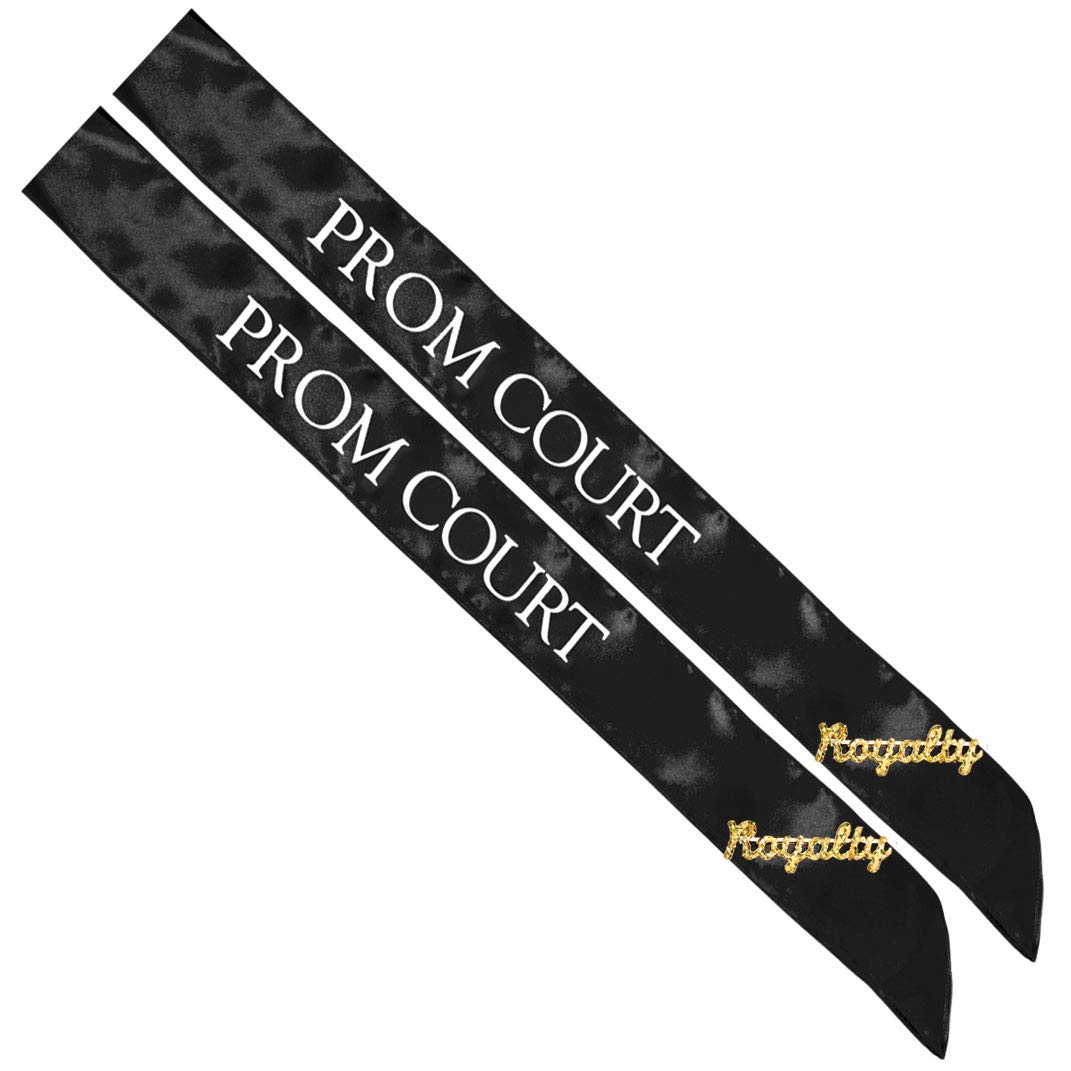 Prom Sash Set - 2 Elegant Sashes & 2 Sparkling Royalty Pins for Homecoming, Prom, Pageants & Special Events | Perfect for Graduation, Quinceañera & School Dances
