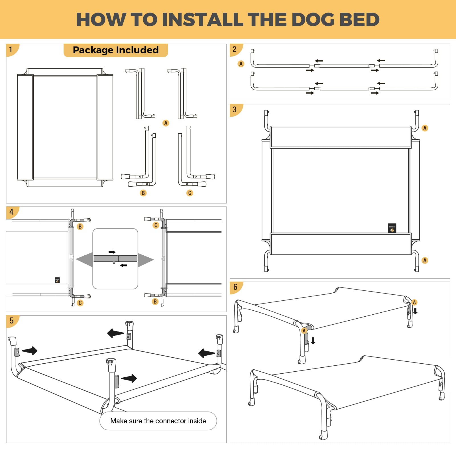 **Veehoo Elevated Cooling Dog Bed for Large Dogs - Breathable Washable Raised Pet Cot with Slope Headrest - Indoor & Outdoor Use for Camping, Patio, Backyard - Large Size in Black (CWC2204)**