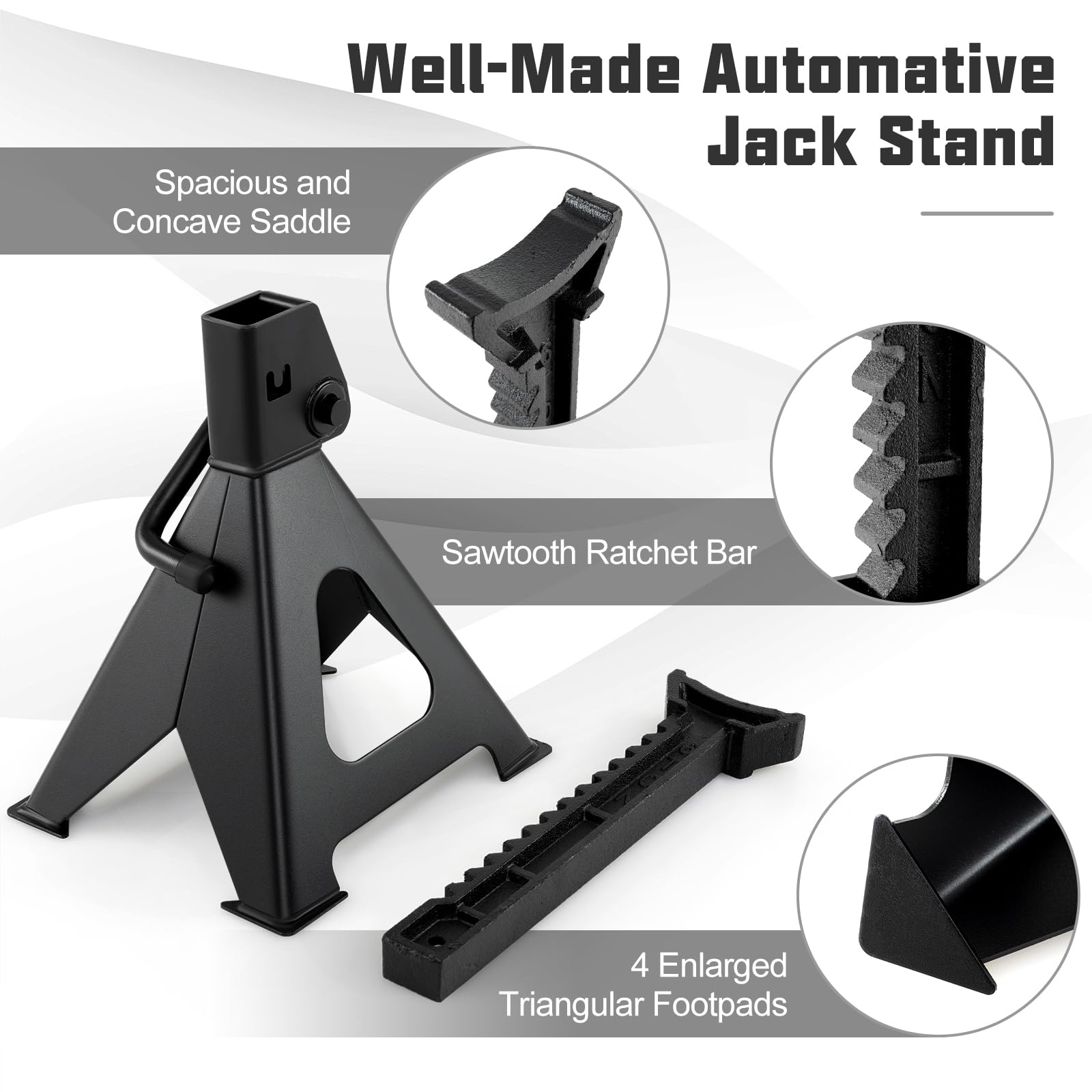 6 Ton Heavy Duty Steel Jack Stands - 4 Pack Adjustable Lift Jack for Car, Truck, SUV & Boat Trailer - Perfect for Vehicle Maintenance, Garage Repair & Emergency Roadside Support