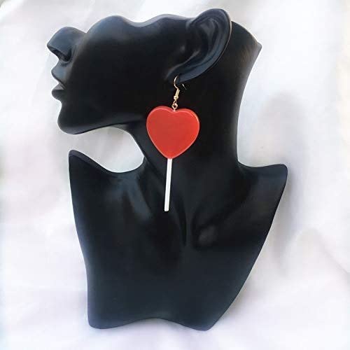Cute Heart Lollipop Earrings for Women - Resin Candy Dangle Earrings 80s 90s Retro Style - Perfect Valentine's Day Gift for Her, Birthday Present, Party Accessories & Everyday Wear