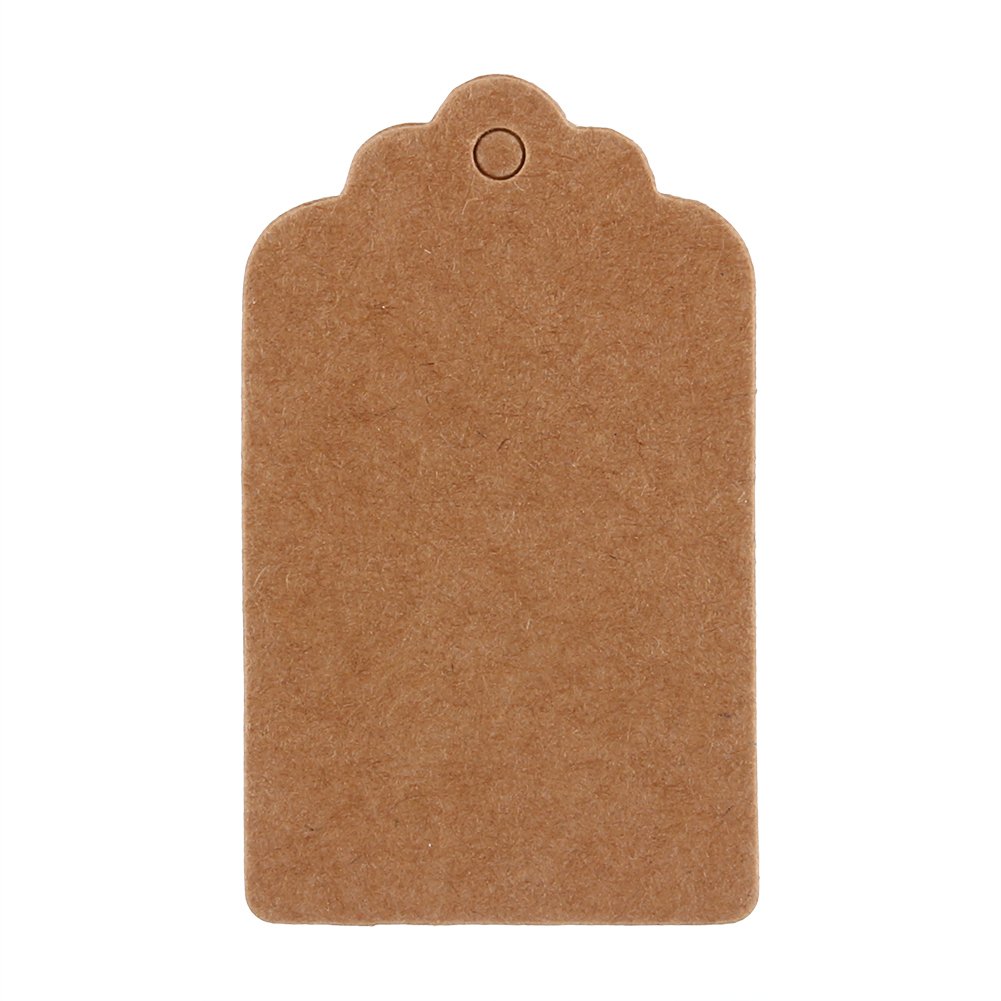 100 Pcs Kraft Paper Gift Tags - Writable Mini Hang Labels for Weddings, Birthdays & Crafts (5x3cm) - DIY Scallop Edge Blank Name Cards for Party Favors, Gift Wrapping & Handmade Projects