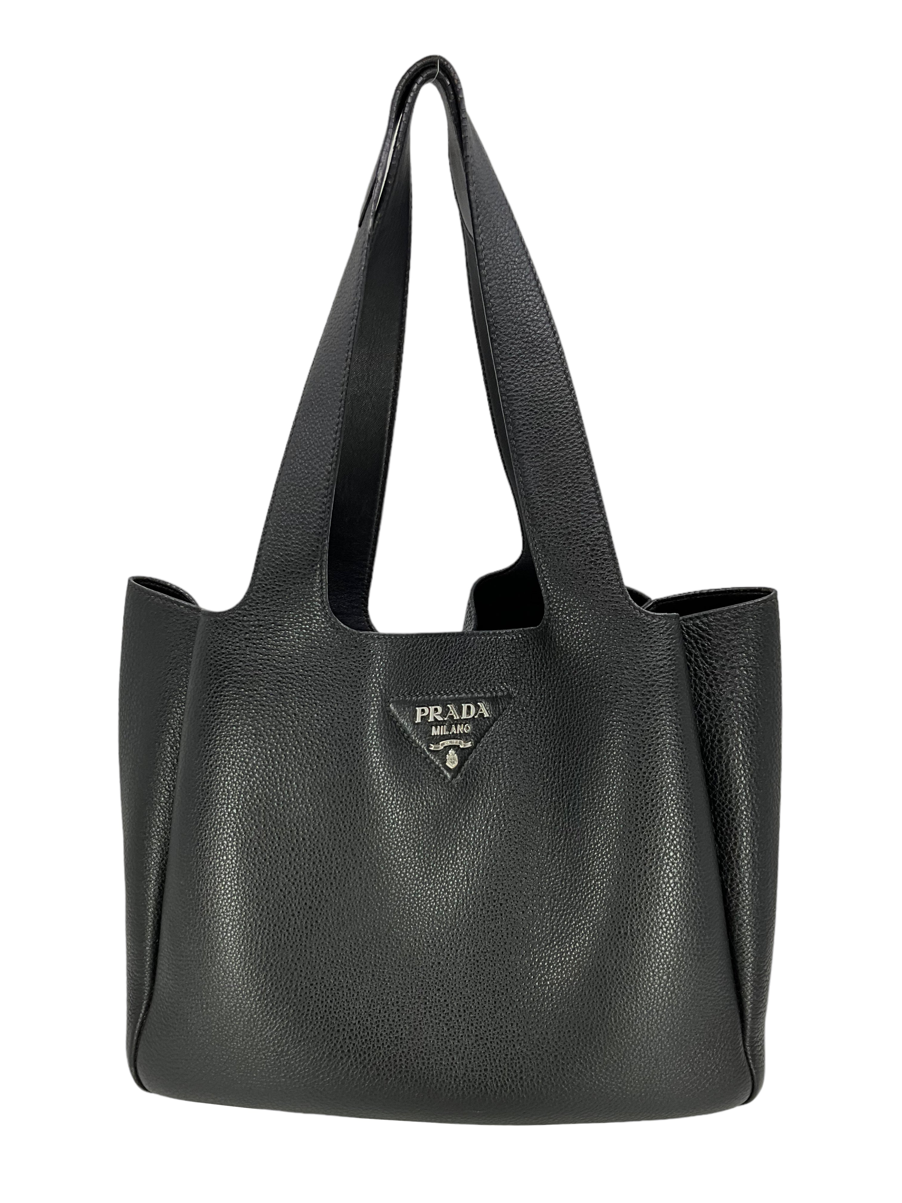 PRADA Vitello Daino Soft Medium Dynamique Tote Bag - Luxury Leather Handbag for Women | Perfect for Work, Travel & Everyday Use