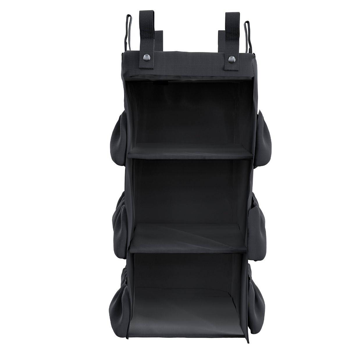 3-Sided Hanging Organizer with Shelves - Black Closet Storage for Clothes, Shoes & Accessories | Perfect for Bedroom, Closet & Dorm Organization