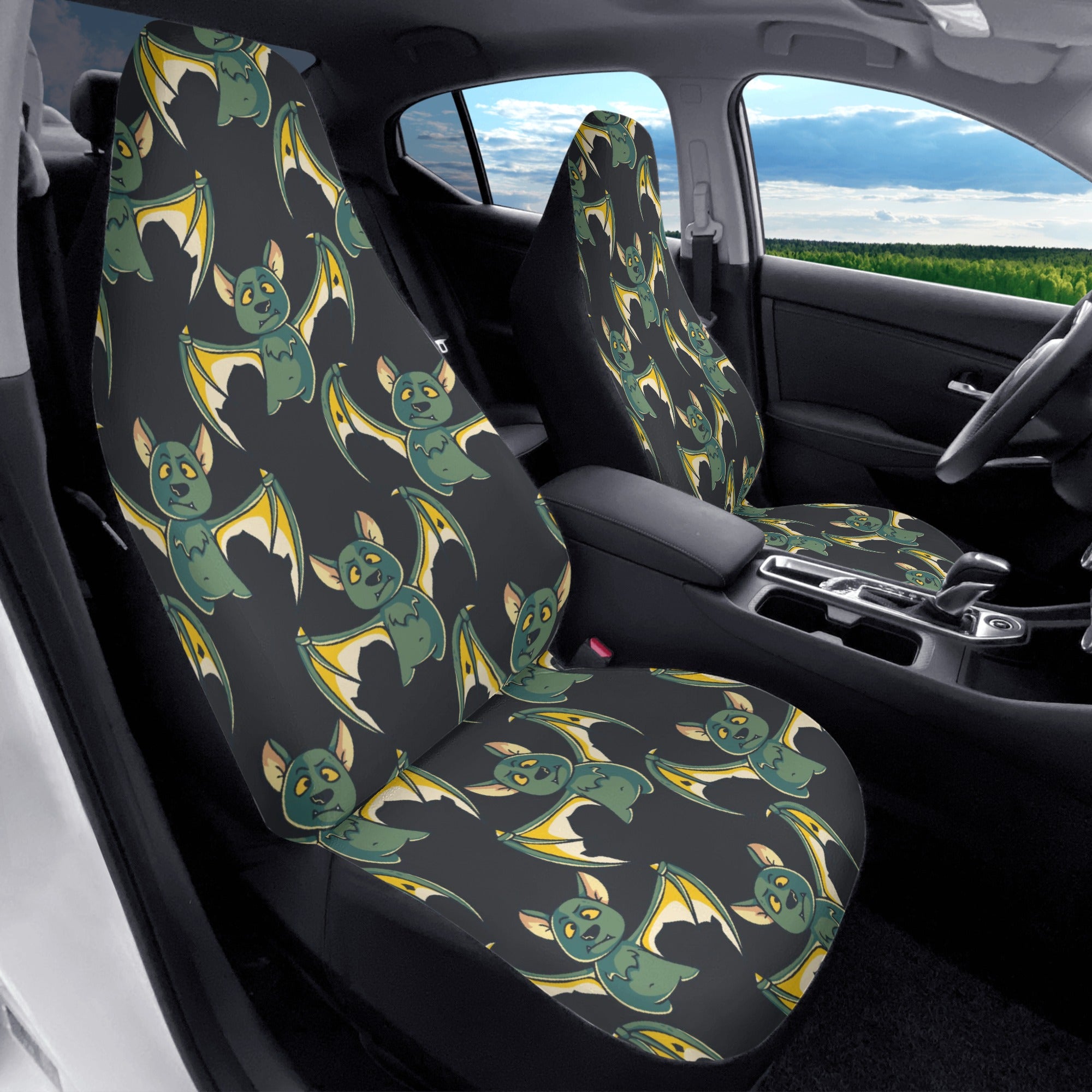 Batty The Bat Front Car Seat Covers - Waterproof & Non-Slip Universal Fit for Sedan, SUV, Truck - Perfect for Pets, Kids & Everyday Protection