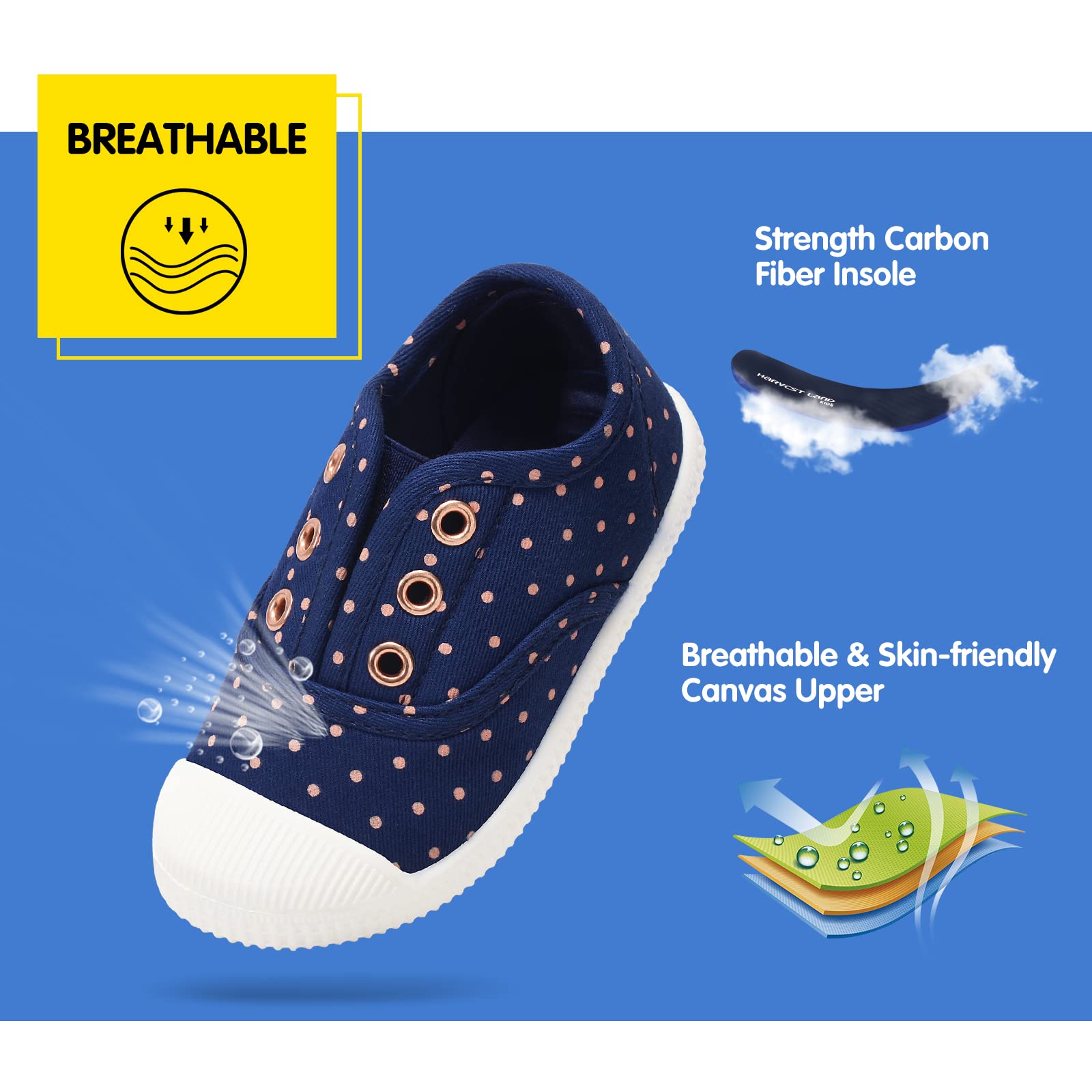 **Toddler Kids Canvas Sneakers - Lightweight Slip-On Comfortable Running Shoes for Boys & Girls (Toddler/Little Kids/Big Kids) - Perfect for Playground, School & Casual Wear**
