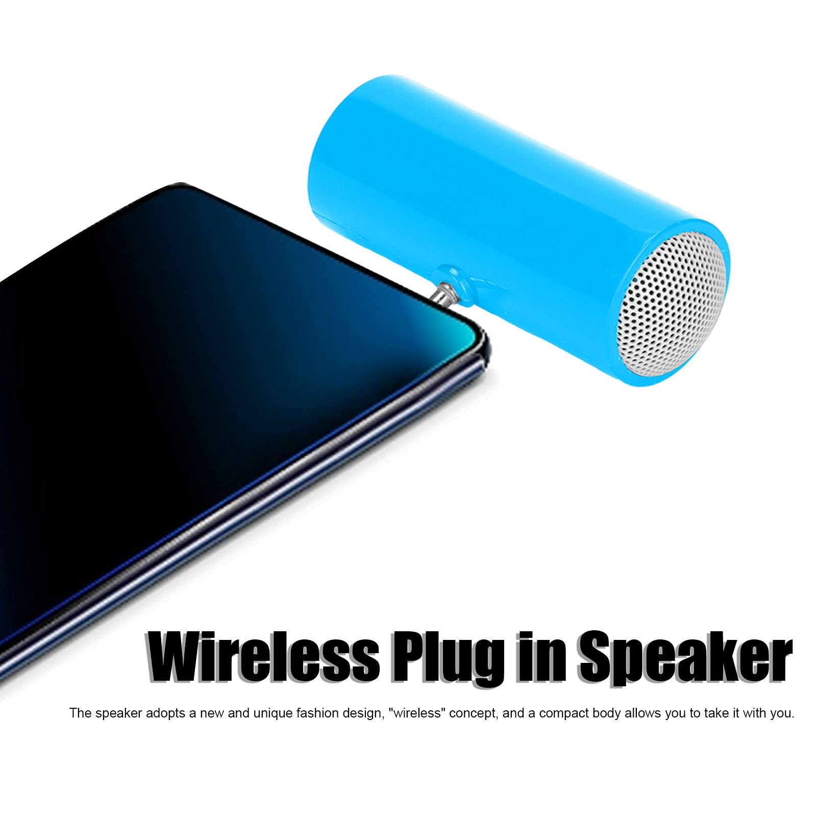 PUSOKEI Mini Portable Speaker - Plug in Speaker with 3.5mm AUX Audio Interface, Plug and Play for Smartphone, Tablet, Computer, MP3 & MP4 (Blue) | Perfect for Travel, Outdoor Activities & Home Entertainment