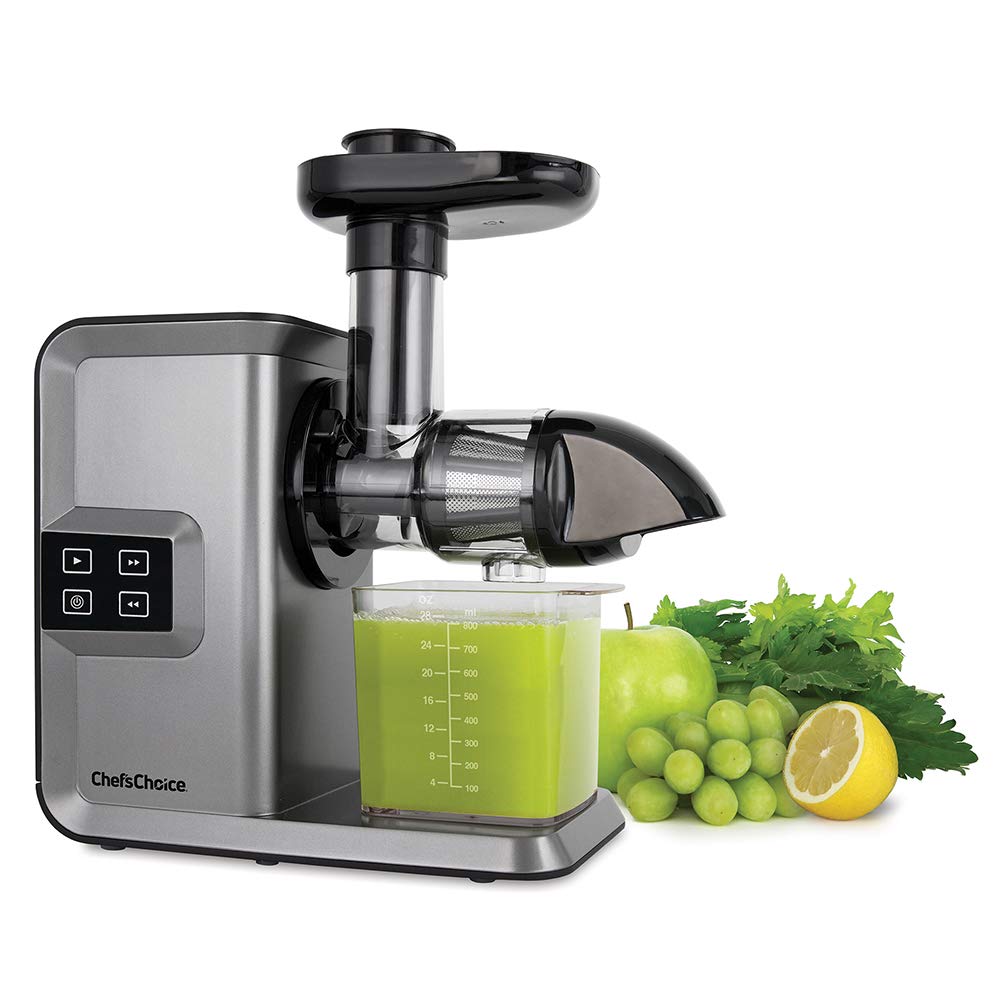 Premium Chef’s Choice Cold Press Masticating Juicer - 150W Quiet Motor with Digital Controls & Anti-Clog Reverse Function - Perfect for Juicing Fruits, Vegetables, and Leafy Greens - Ideal for Healthy Smoothies, Detox Drinks, and Family Breakfasts (Silver)
