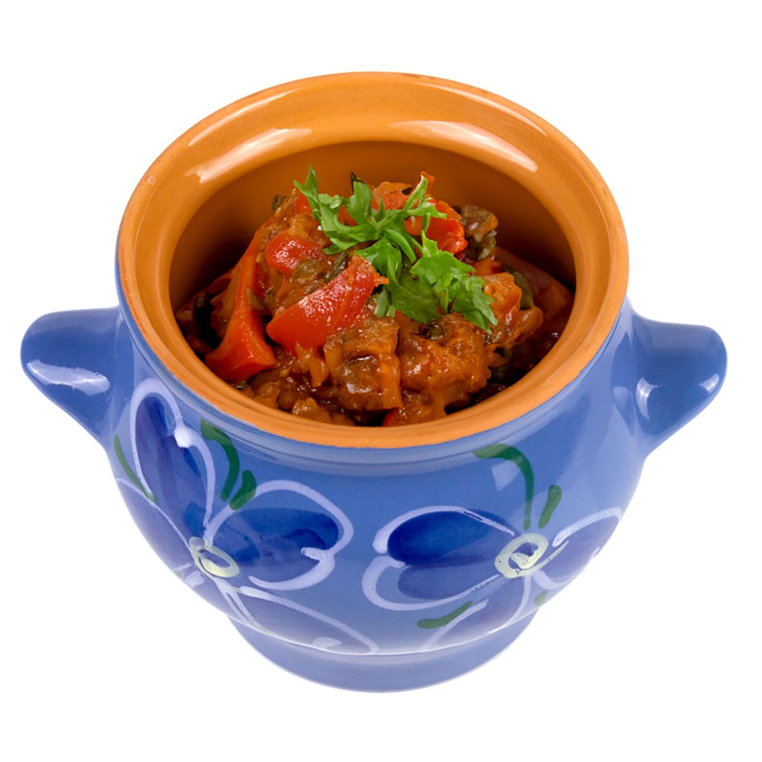 Premium Borisov Blue Clay Stewing Ramekin with Lid - 2QT Traditional Earthenware Pot for Dutch Oven Cooking, Rice, Soups & Stews | Oven, Stovetop & Microwave Safe | Perfect for Slow Cooking, Baking & Serving Dishes