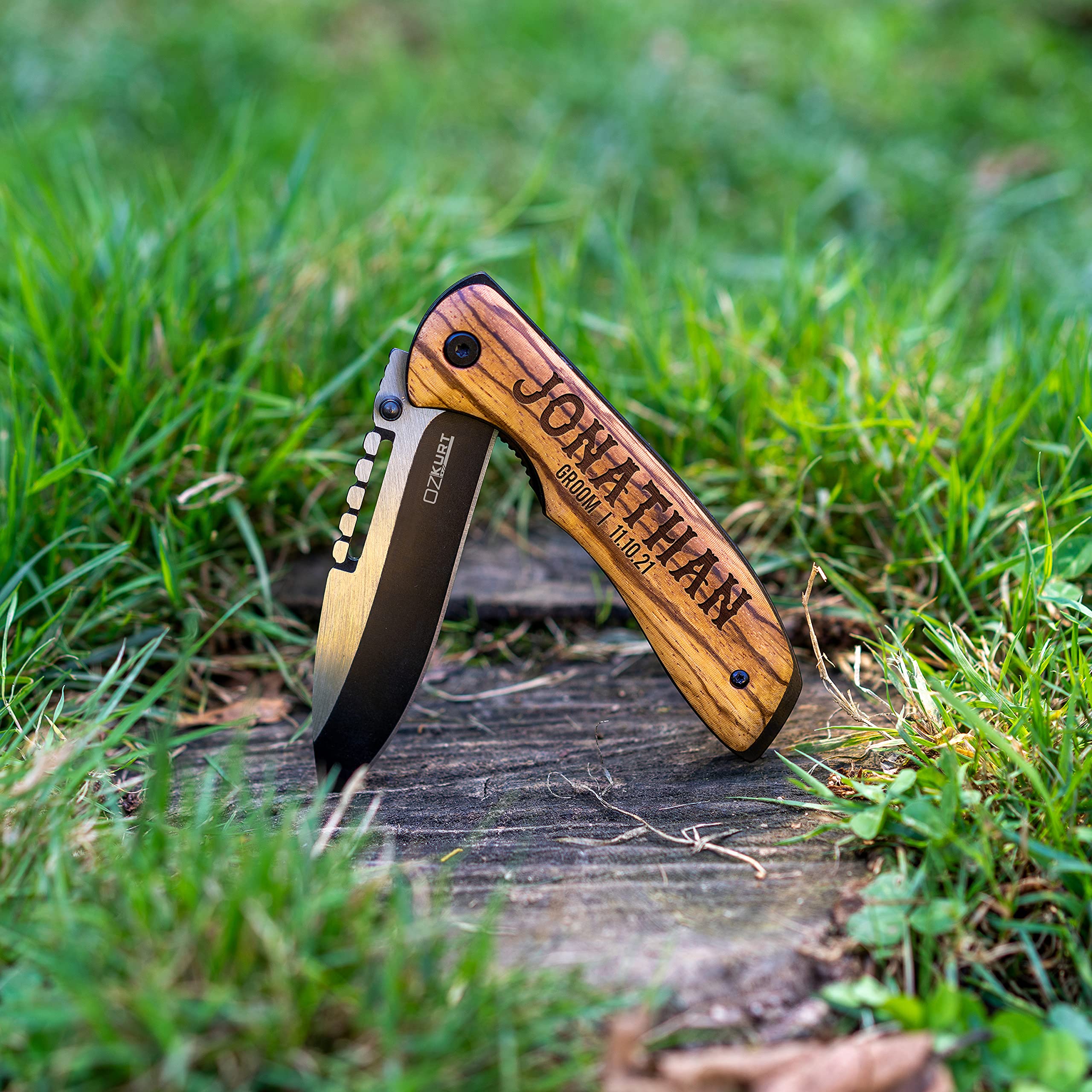 Personalized Pocket Knife Set of 6 - Custom Engraved Groomsmen Gifts for Weddings & Proposals - 16 Font Laser Engraved Knives - Perfect for Bachelor Parties, Camping & Outdoor Adventures