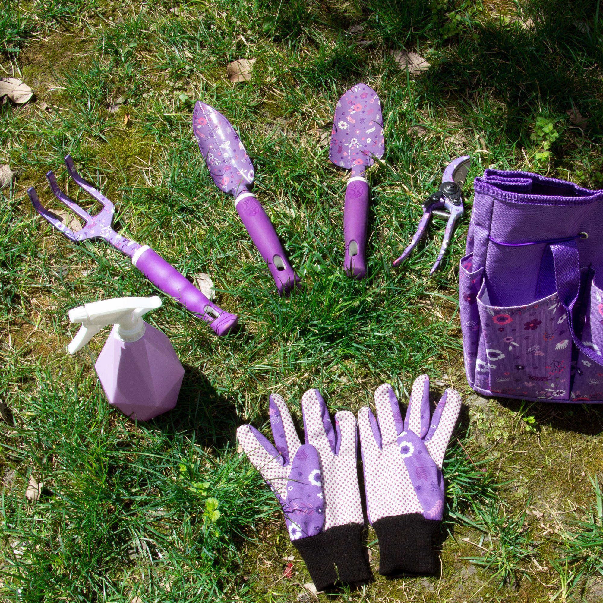Premium Heavy Duty Gardening Tool Set for Women - 3-Piece Stainless Steel Hand Tools with Durable Purple Garden Tool Bag - Perfect for Planting, Weeding, and Outdoor Gardening Gifts