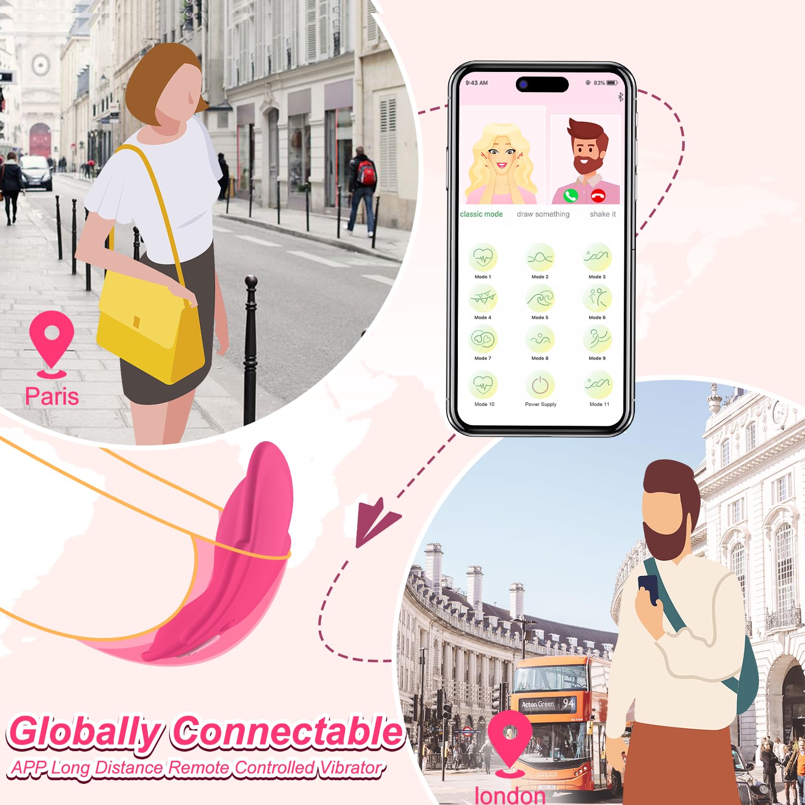 Remote Control Vibrating Panty Sex Toy for Women & Couples - APP Controlled Mini Egg Bullet, Clitoral & G-Spot Stimulator with Butterfly & Tongue Licking Modes - Perfect for Discreet Public Play, Couples Foreplay & Solo Pleasure