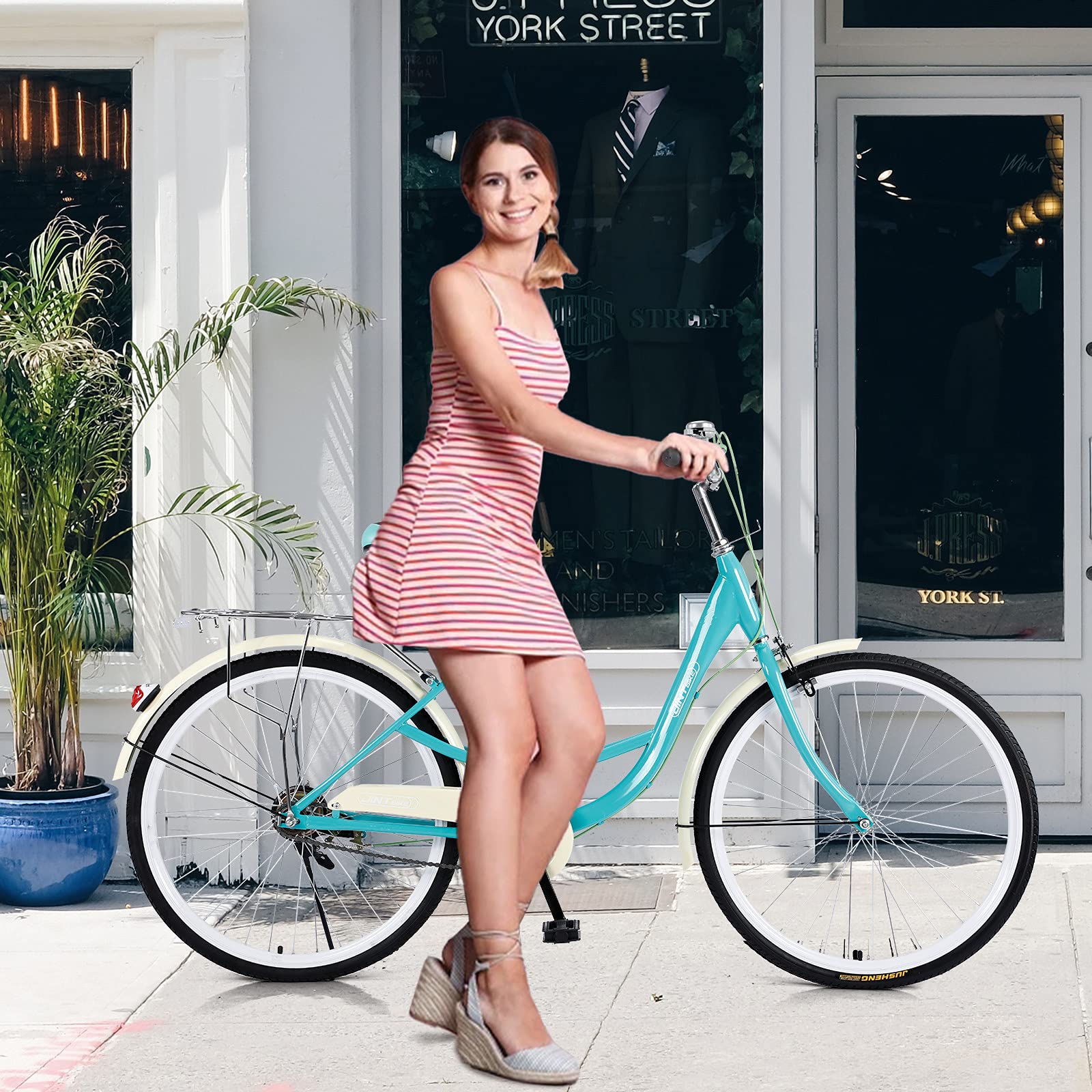 **26-inch Women's Beach Cruiser Bike - Single Speed Comfort Bicycle for Casual Riding, Commuting & Beach Outings**