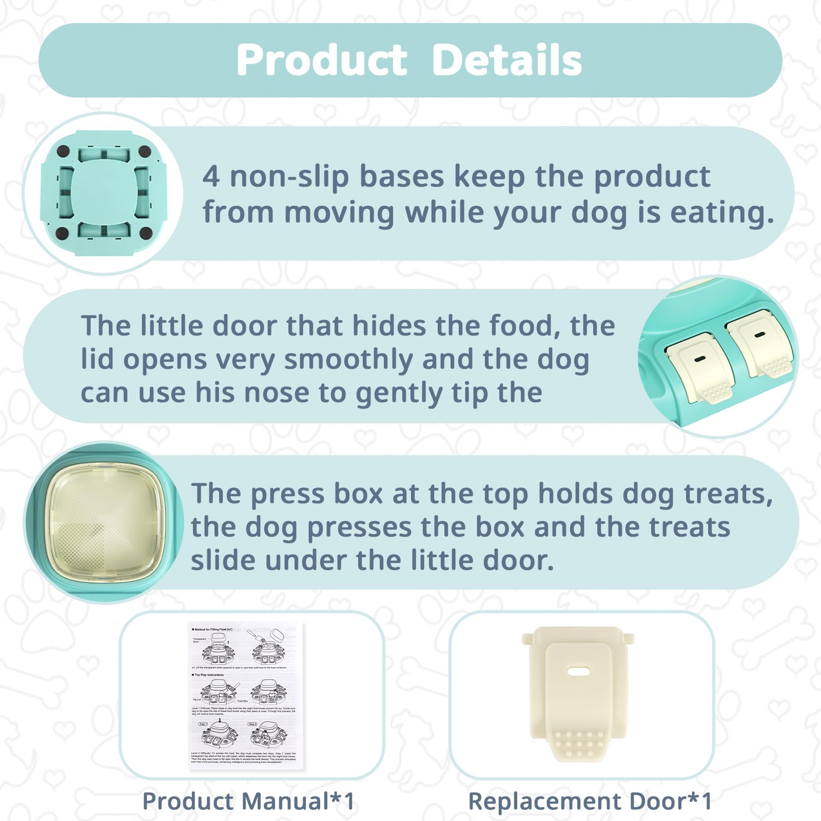 Interactive Dog Puzzle Toys for Smart Dogs - Treat Dispensing Enrichment Toy with Replacement Cover | IQ Training & Brain Stimulation Games for Puppies | Slow Feeder Puzzle for Pet Anxiety Relief | Perfect for Indoor Play, Mental Exercise & Boredom Buster (Blue)