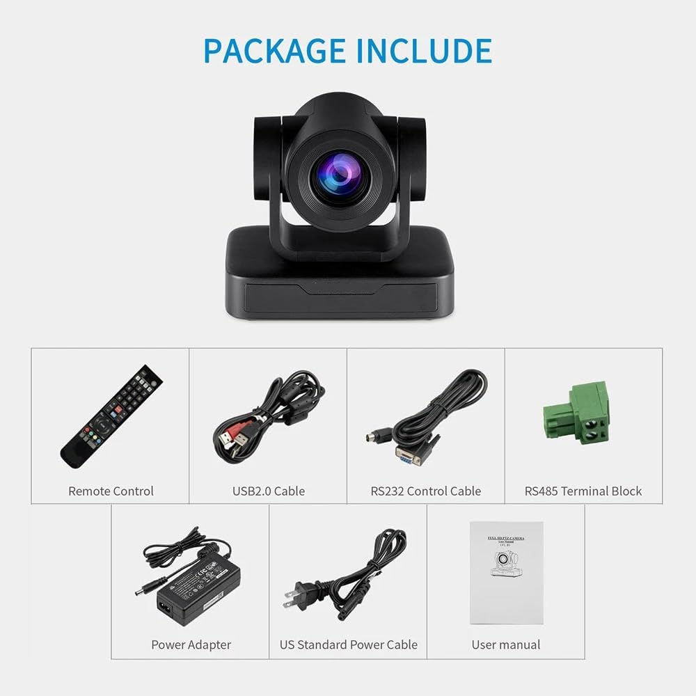 Cousopo PTZ Camera 1080P HD Video Conference Webcam with 10X Optical Zoom, USB Plug and Play for Teleconferencing, Live Streaming, Broadcasting, Online Meetings & Remote Learning