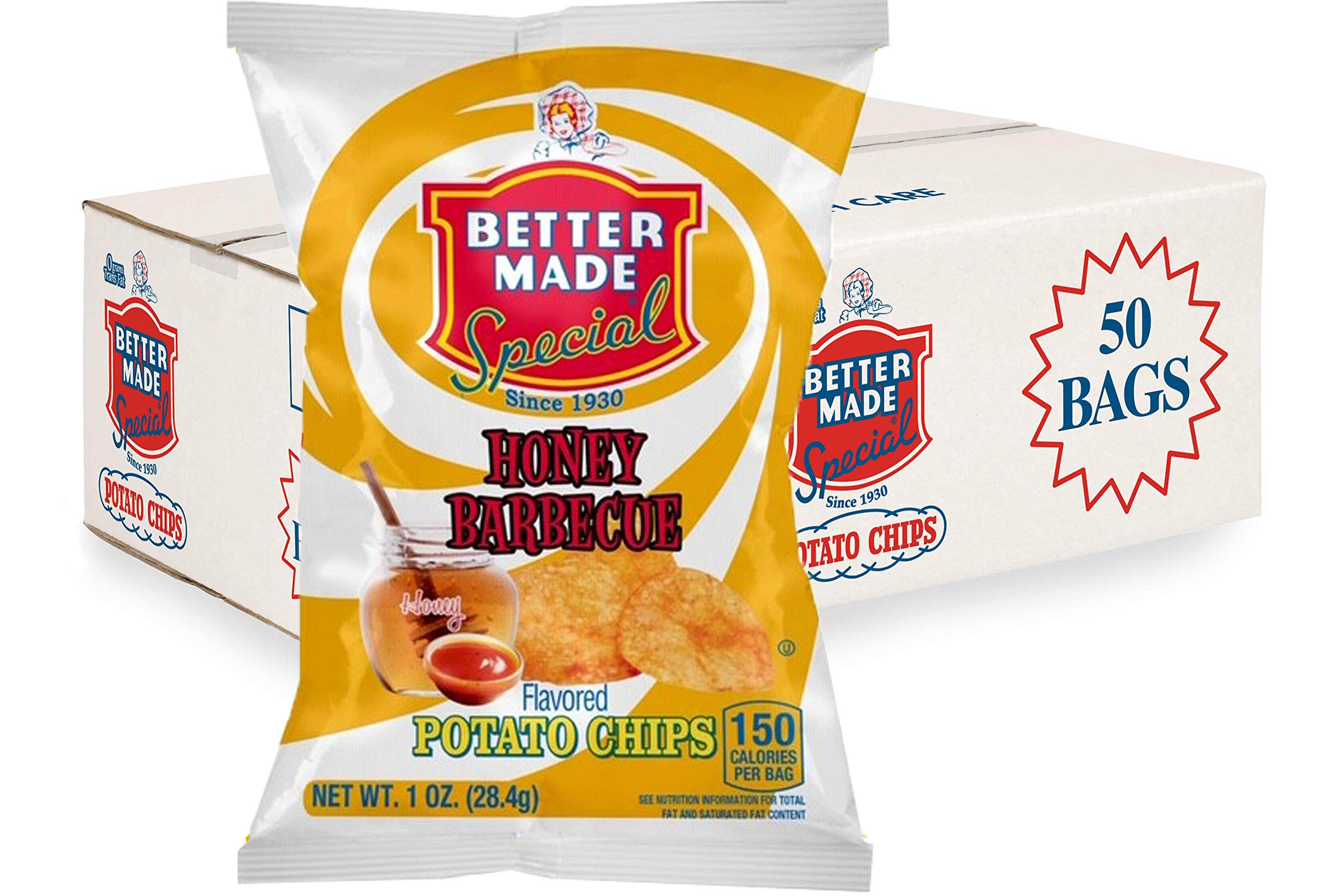 Better Made Special Honey BBQ Potato Chips - 50 Pack (50 x 1 oz Bags) - Crunchy Fresh Potato Snacks - Family Owned Brand - Perfect for Parties, Road Trips & Office Snacking