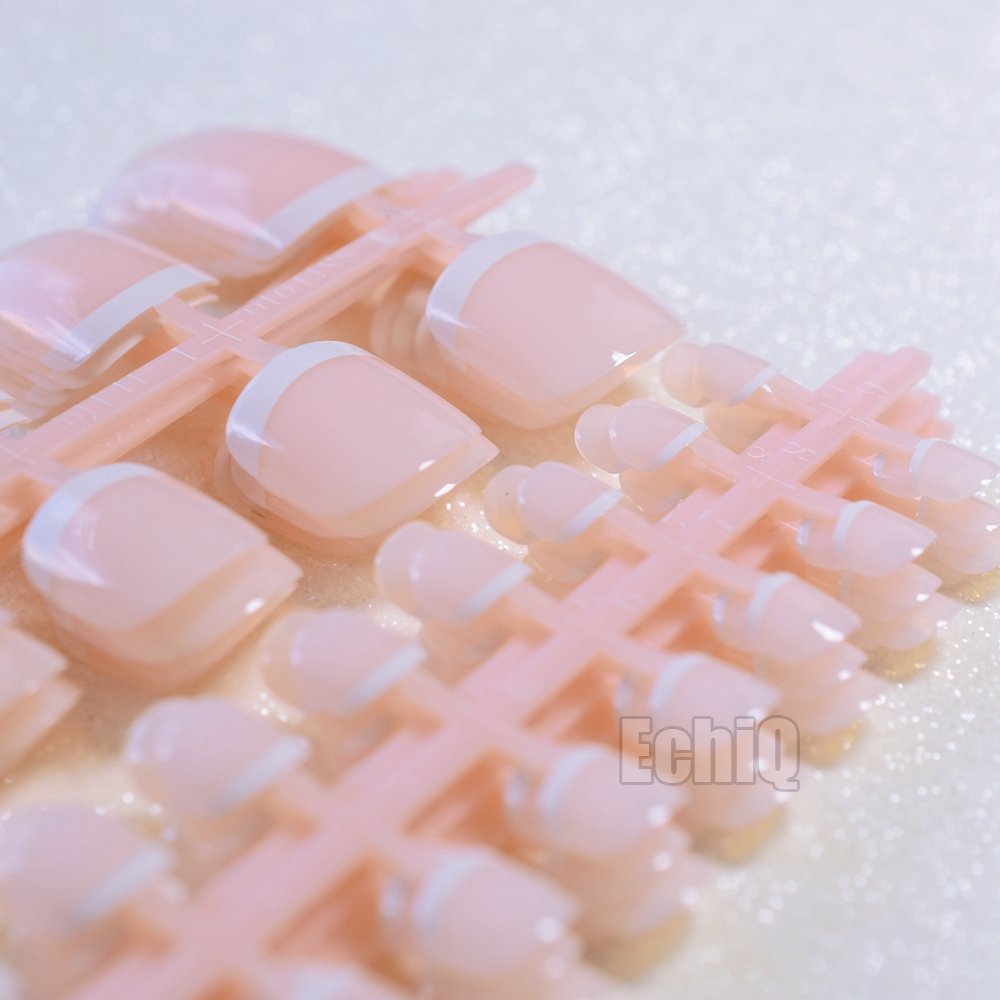 10 Pairs Short French Fake Nails for Toes - Nude & White Fade Design, Toe Nail Tips in OPP Bags - Perfect for Pedicures, Summer Sandals & Beach Vacations