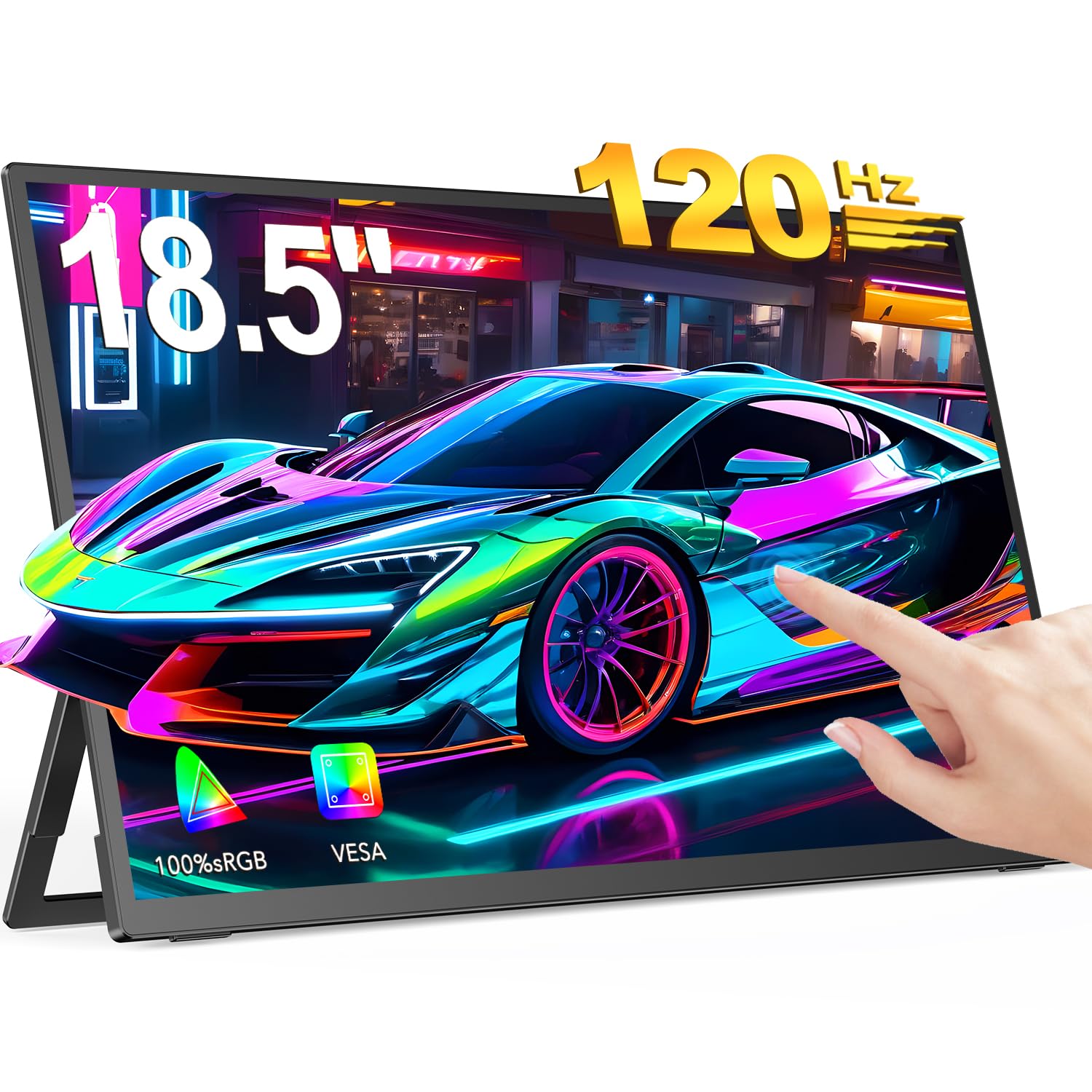 EVICIV 18.5 Inch Portable Touchscreen Monitor - 120Hz FHD 1080P USB-C Mini HDMI VESA Mountable - Ultra Slim Travel Monitor for Laptop PC Phone Gaming & Office Work