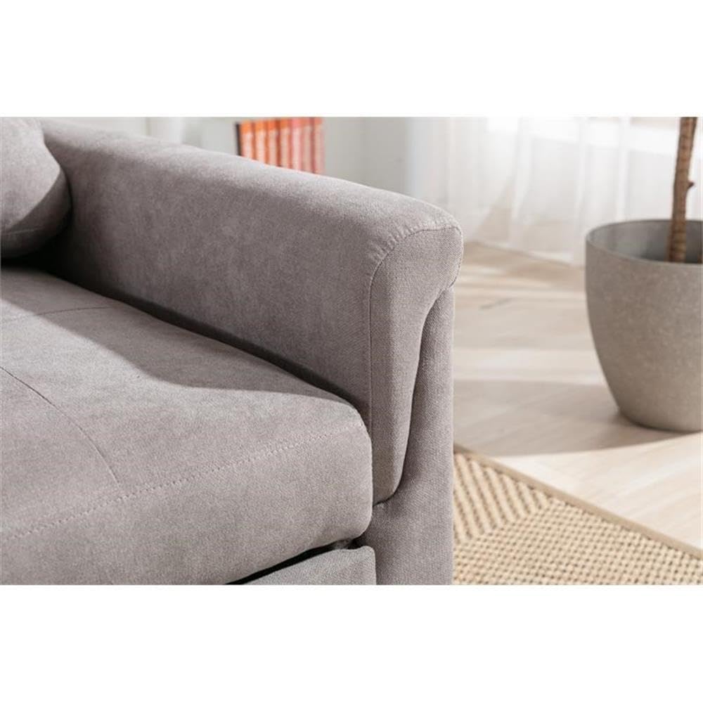 BOWERY HILL Modern Gray Woven Fabric Convertible Armchair - Sleeper Sofa for Living Room, Bedroom & Small Spaces - Perfect for Apartments, Dorms & Guest Rooms
