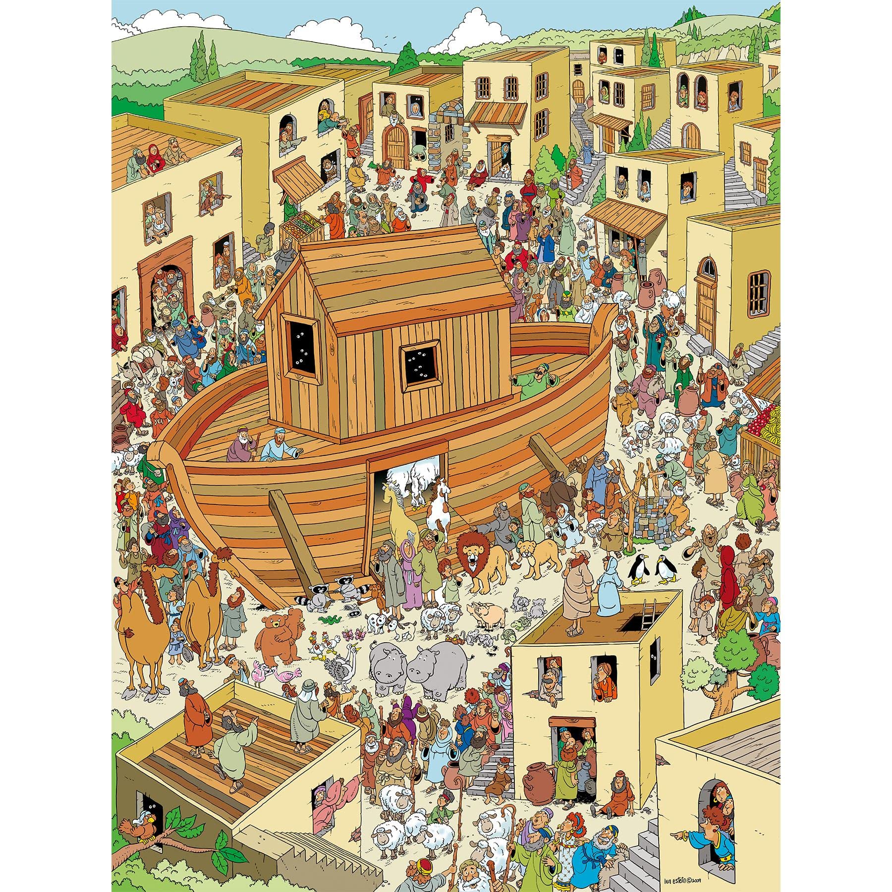 500-Piece Noah's Ark Jigsaw Puzzle for Adults & Teens - Funny Cartoon Puzzle by Len Epstein - 15