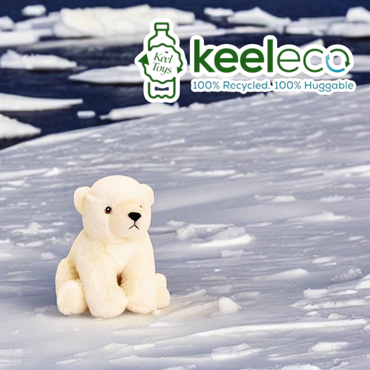 Eco-Friendly Deluxe Paws 100% Recycled Plush Polar Bear Toy - Sustainable Pet Chew Toy for Dogs & Puppies, Perfect for Indoor Playtime & Training Rewards