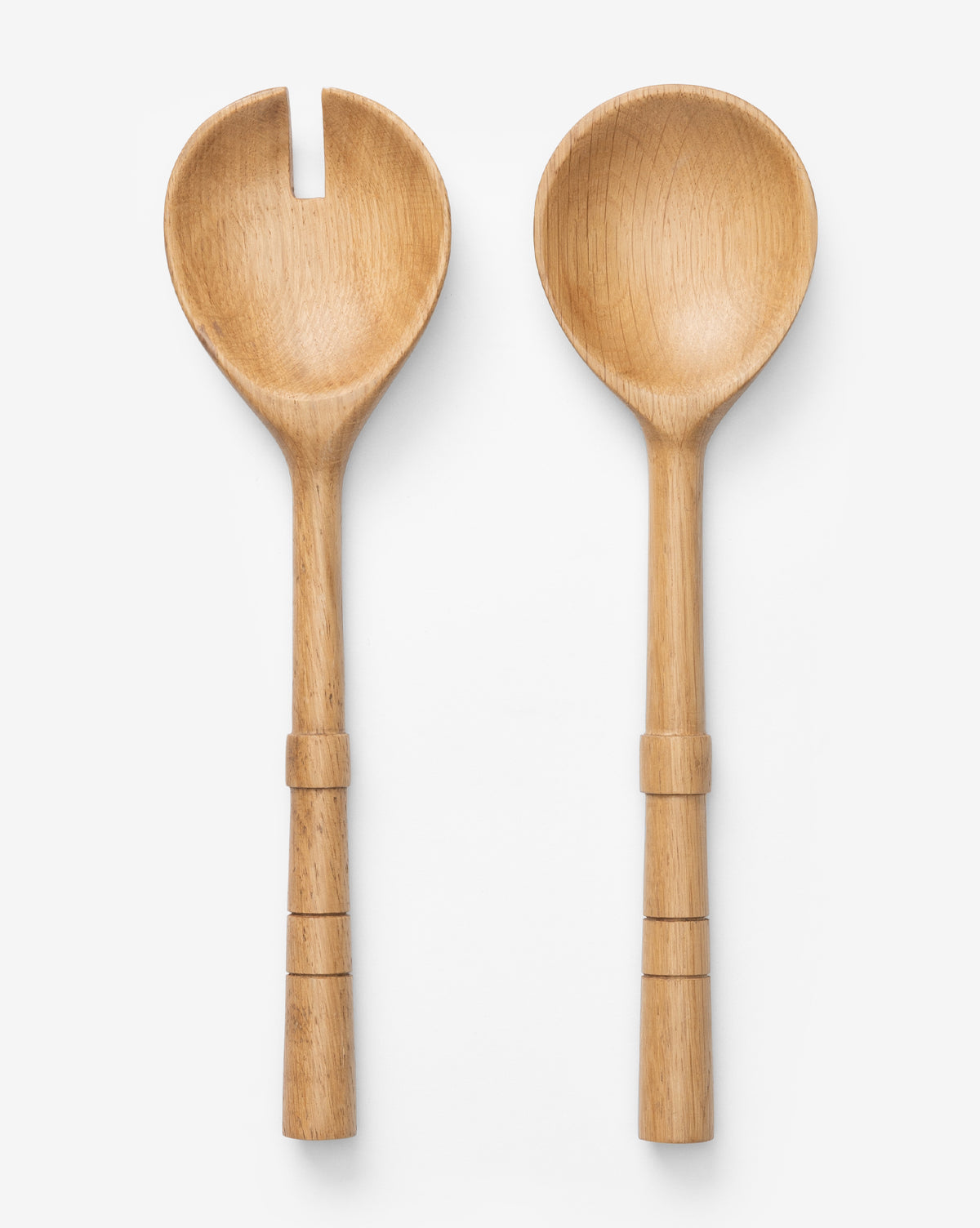 Premium Notched Oak Wood Salad Servers - Handcrafted Wooden Salad Tongs & Serving Utensils for Fresh Salads, Pasta, and BBQ - Perfect for Dinner Parties, Picnics, and Outdoor Gatherings