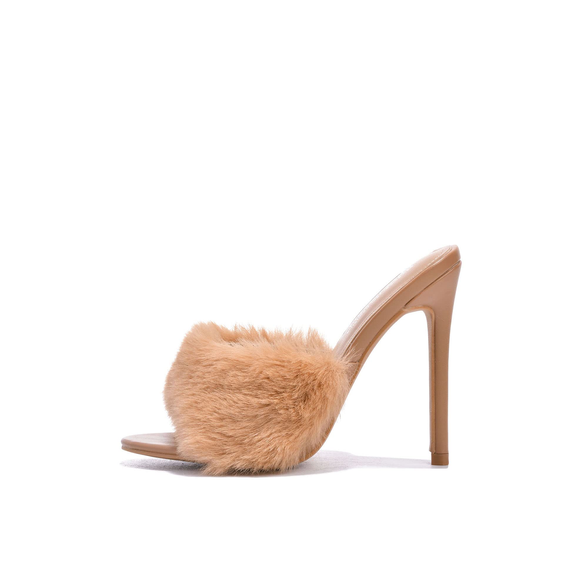 Cape Robbin Pryer Women's Sexy Stiletto High Heel Fur Sandals - Open Toe Party Shoes for Night Out, Club Wear & Special Occasions