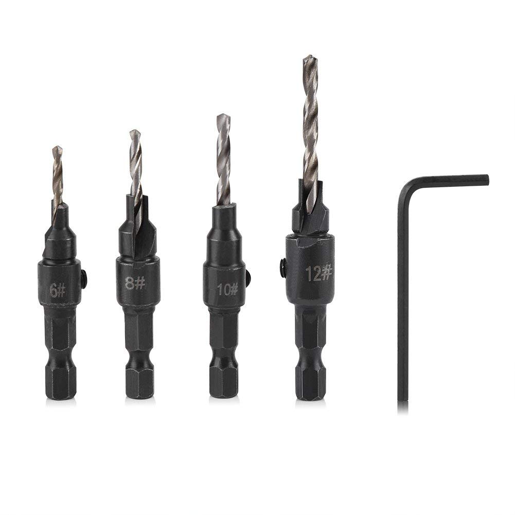 6 Pcs HSS Countersink Drill Bit Set - 1/4