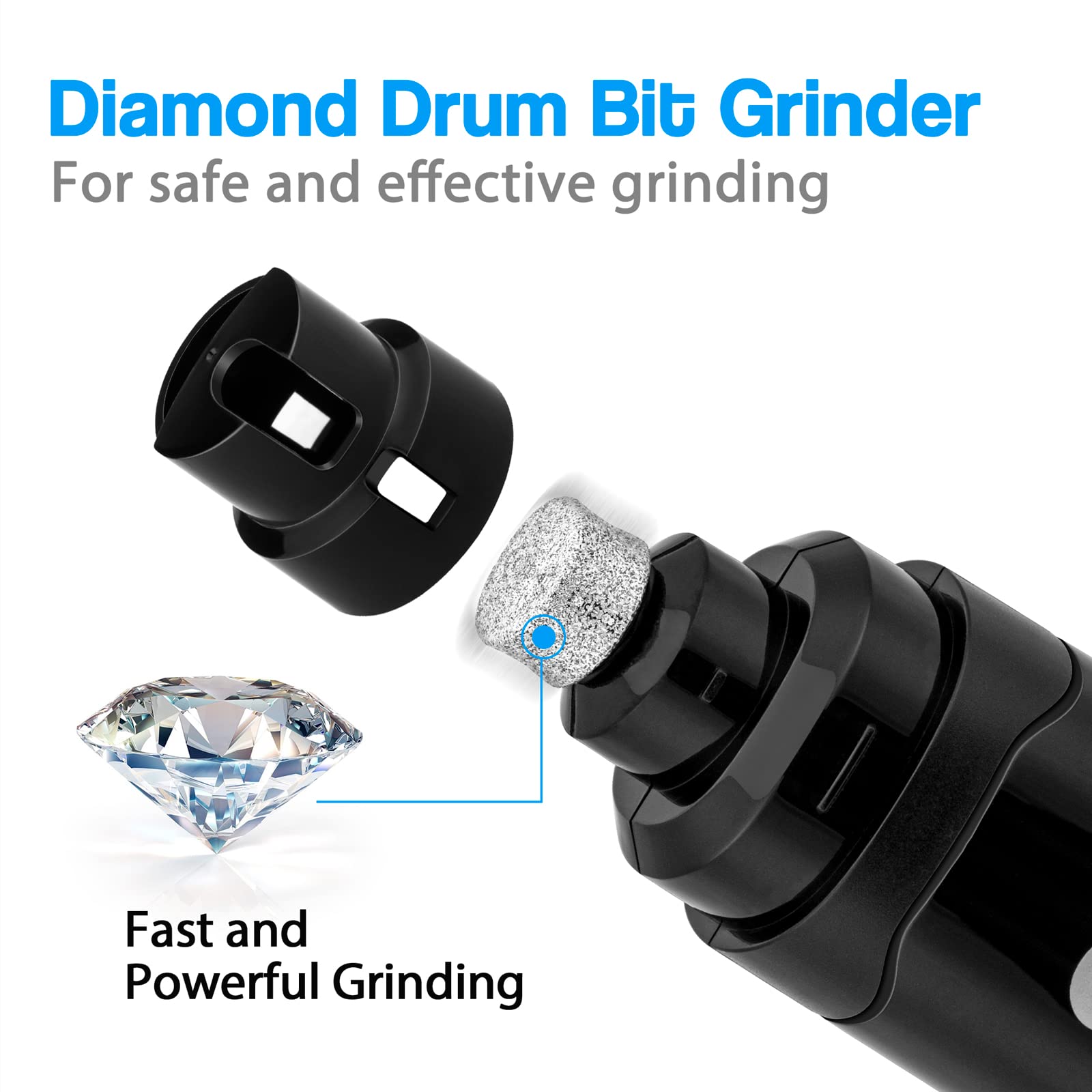 Casfuy Upgraded Dog Nail Grinder - Professional 2-Speed Electric Rechargeable Pet Nail Trimmer for Painless Paws Grooming | Safe for Small, Medium & Large Dogs & Cats (Black) | Perfect for At-Home Pet Grooming & Nail Maintenance