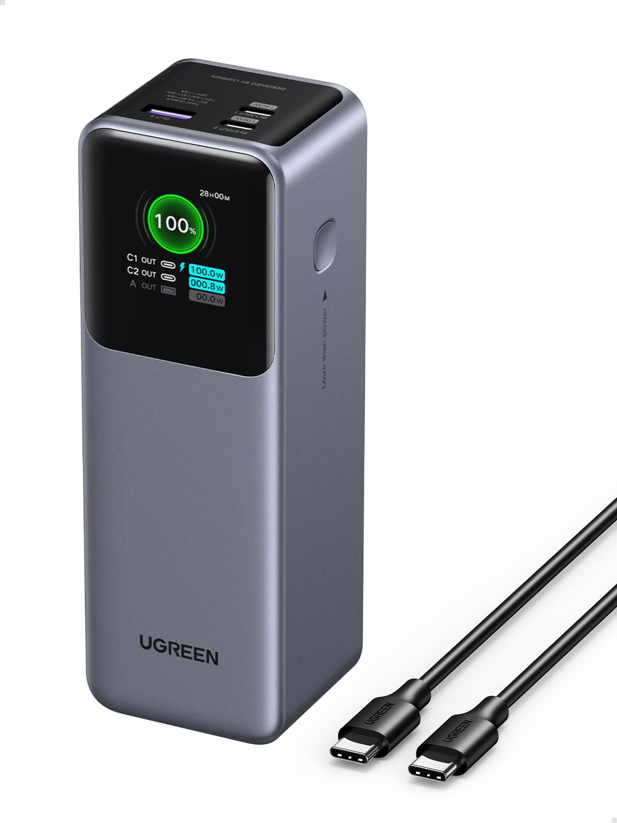 UGREEN Nexode 25000mAh 200W Power Bank with 3-Port USB C Fast Charging, PD QC 3.0, Digital Display - Compatible with iPhone 16/15 Pro Max, Galaxy S24 Ultra, MacBook Pro/Air, iPad Air - Perfect for Travel, Camping & Emergency Charging