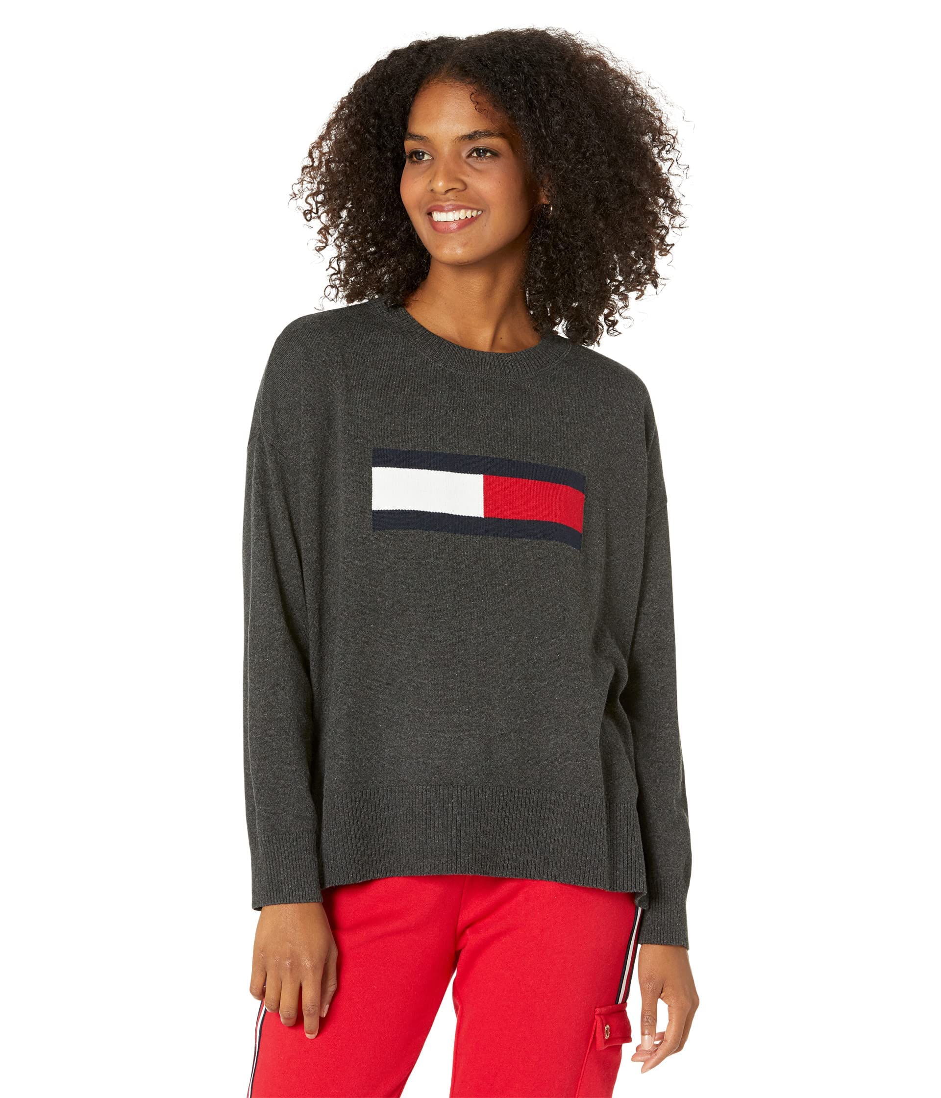Tommy Hilfiger Women's Classic Crewneck Sweatshirt | Soft Cotton Pullover | Casual Everyday Wear & Lounge Outfits