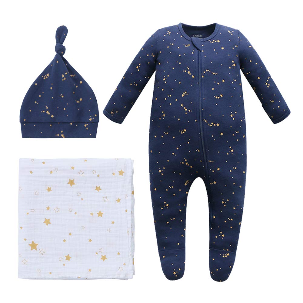 Owlivia Organic Newborn Baby Footed Pajama Set - Soft Cotton Sleepwear for Boys & Girls - Perfect Baby Shower Gift & Cozy Nursery Outfit
