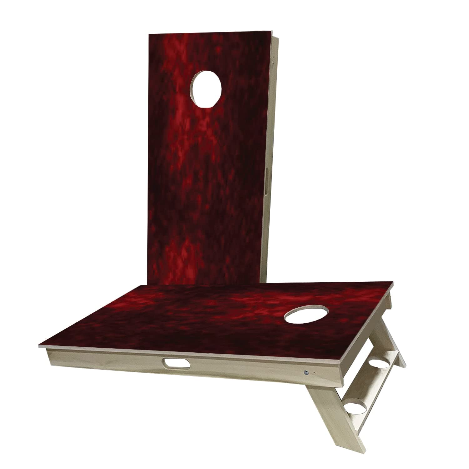 Skip's Garage Premium Red Wood Grain Cornhole Board Set - Regulation Size & Custom Accessories - Includes 2 Boards, 8 Bean Bags, Carrying Case - Perfect for Backyard Parties, Tailgating, and Outdoor Games