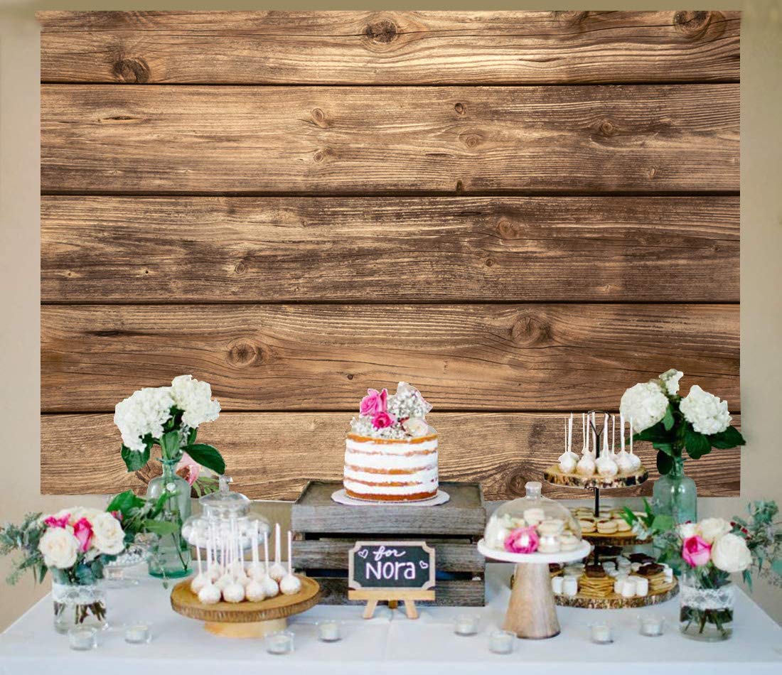 WOLADA 8x6FT Rustic Wood Photography Backdrop - Natural Brown Wooden Board Background for Baby Showers, Birthday Parties, Cake Tables & Photo Booth Props | Perfect for Indoor Events, Social Media Photos, and Professional Studio Shoots (Model 11839)