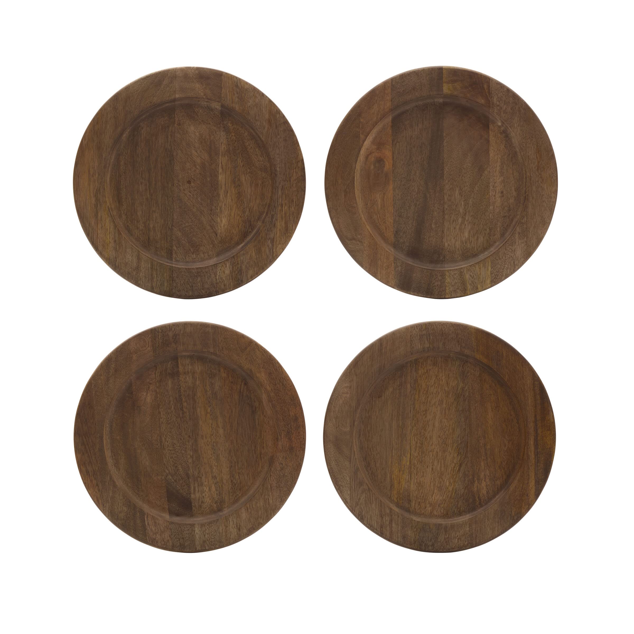 Mikasa Mango Wood Charger Plates Set of 4 - 13 Inch Natural Brown Round Placemats for Dining Table - Perfect for Thanksgiving, Christmas Dinner & Formal Events