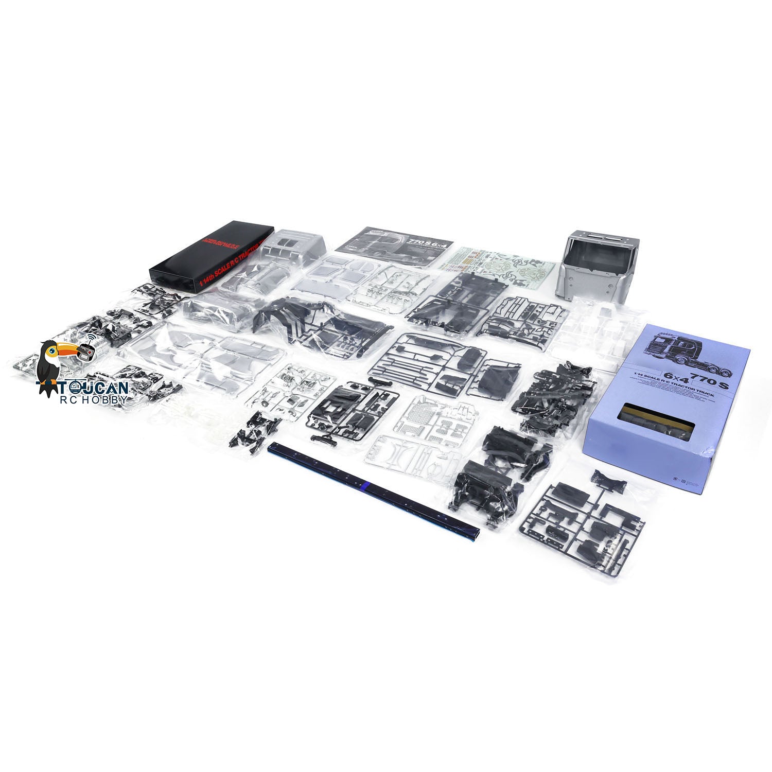 1/14 Scale 6X4 770S 56373 RC Tractor Truck - Silver 3-Speed Remote Control Car DIY Electric Model Kit (532x193x307mm) for Adults & Hobbyists - Off-Road Racing, Construction Play, STEM Learning