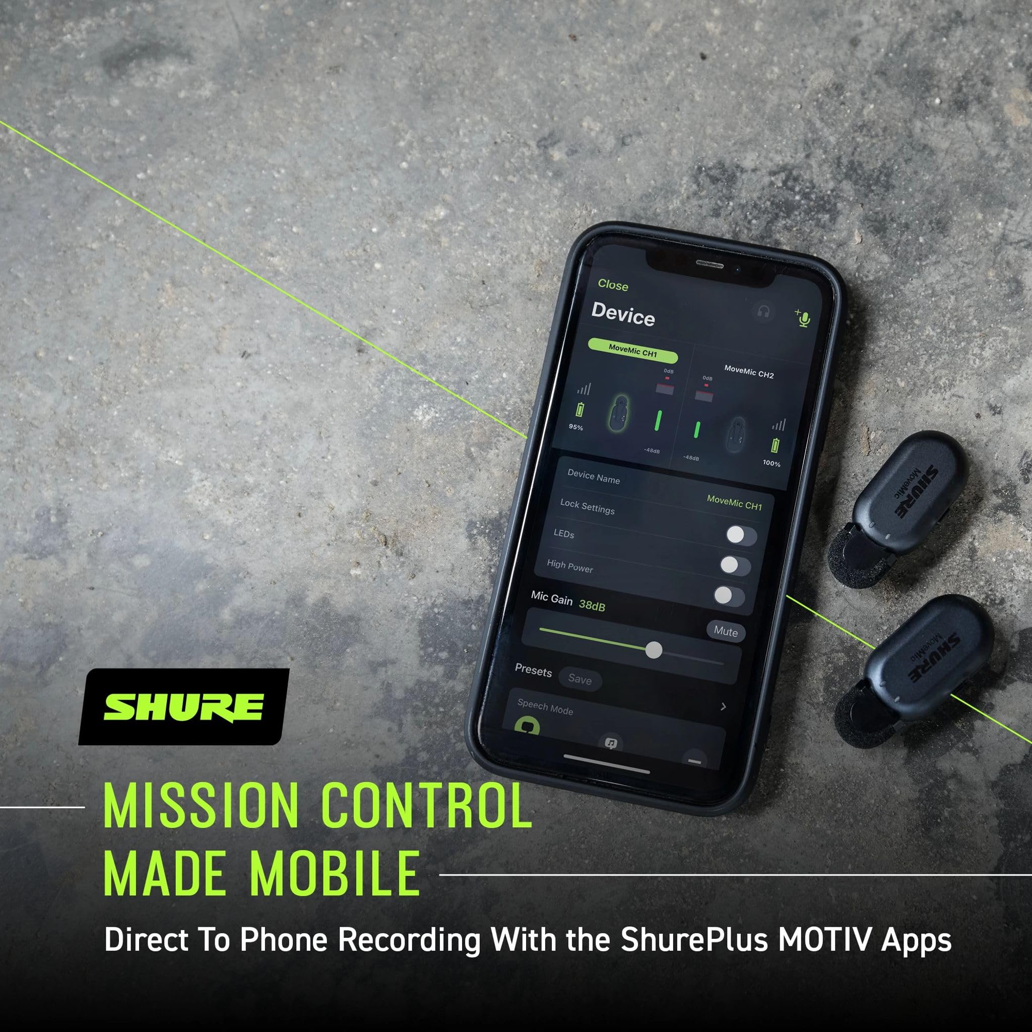 Shure MoveMic One - Professional Wireless Lavalier Microphone for iPhone & Android | Bluetooth Clip-on Mic with 24-Hour Battery, Quick Setup & IPX4 Water Resistance | Perfect for Podcasting, Vlogging, Interviews & Live Streaming (MV-ONE-Z7)